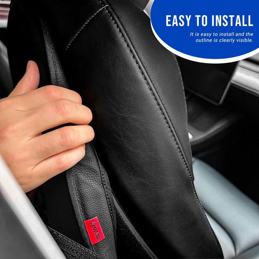 Automotive Seat Back Protector for Tesla Model 3/Y (2017-2025) - Waterproof Leather Kick Mat with Storage Pocket