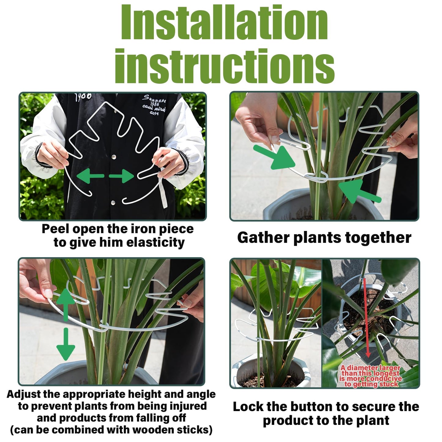 Yohsnor 5PCS Monstera Plant Stem Support White - 11x9.4 inches, Durable Adjustable Leaf Supports for Indoor Plants, Fishbone Cactus Stake Holder for Garden Stability