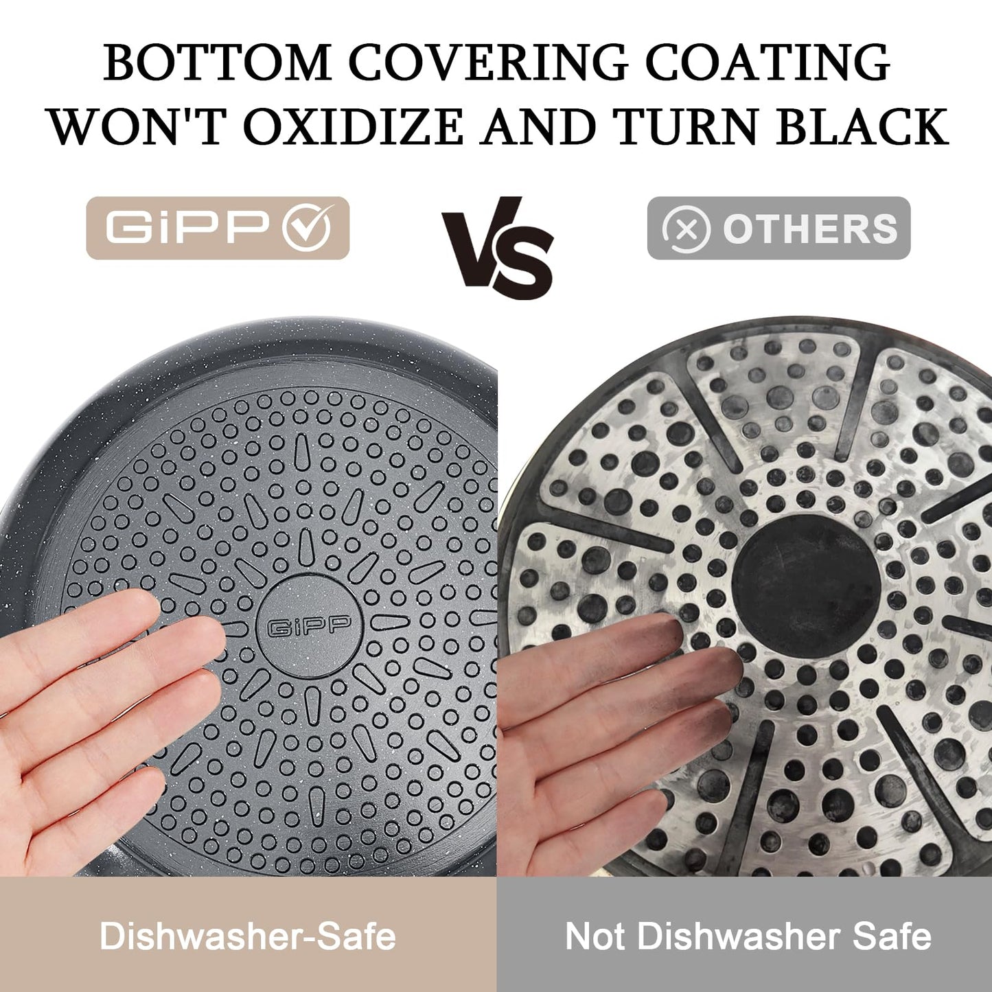 GiPP Ceramic Pots and Pans Set Non Stick, 11 Piece Nonstick Detachable Handle Cookware Sets, Non Toxic Induction Kitchen Pot and Pan with Removable Handle, Healthy RV Cookware, Dishwasher ＆Oven Safe