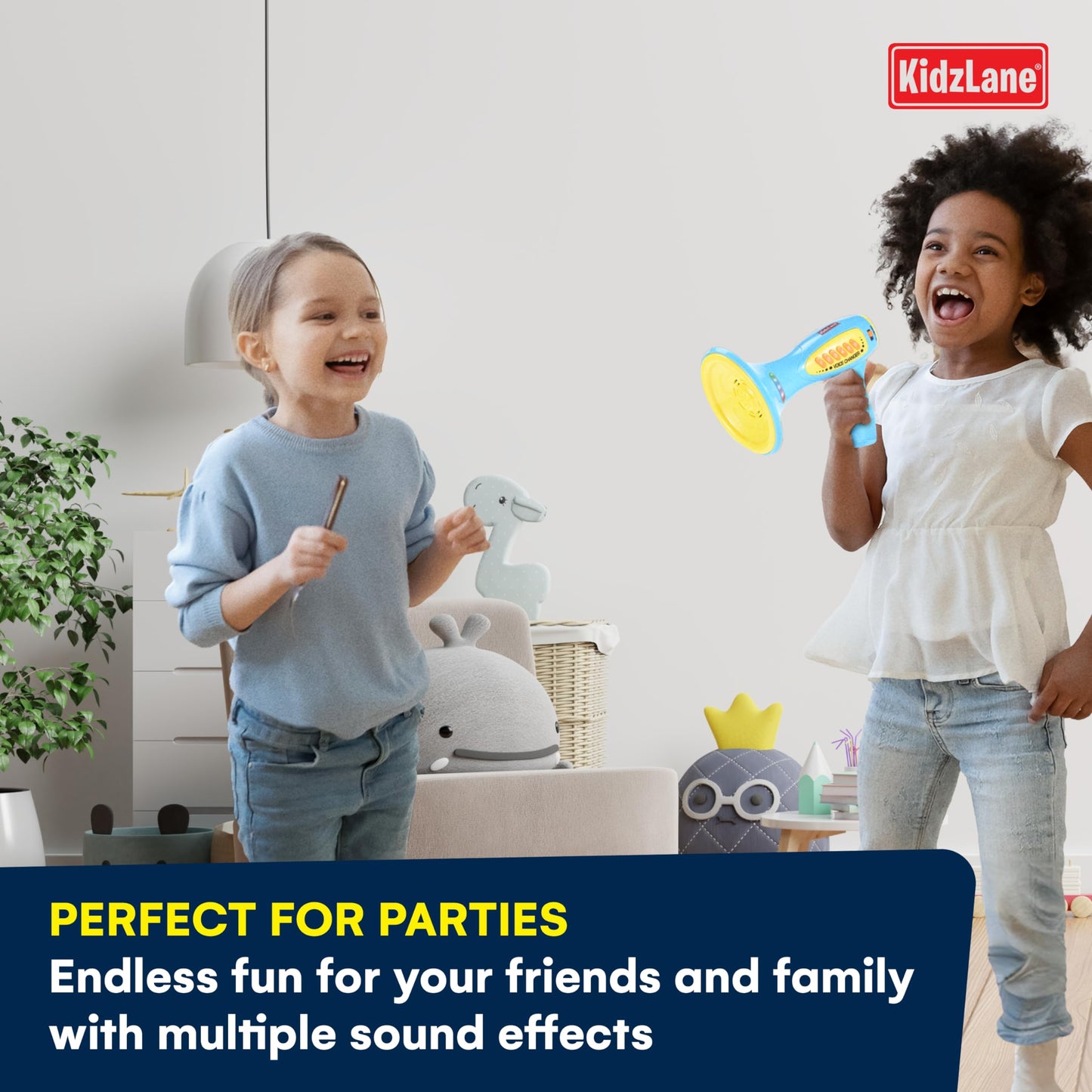 Kidzlane Voice Changer for Kids - Kids Megaphone for Kids Function, LED Lights, and 5 Different Sound Effects - Kids Voice Changer Toy for Kids, Girls, Boys, Teens Age 5 Years and Up - Blue