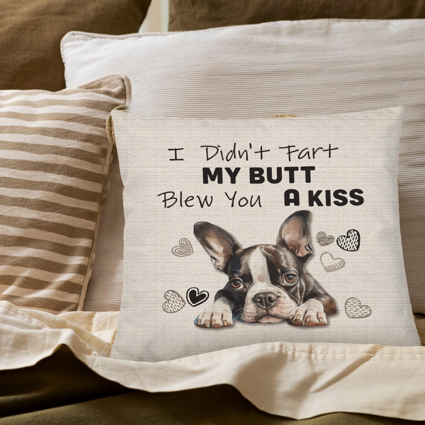 PUHEI Boston Terrier Pillow Covers 18x18, Gifts for Dog Lovers, Decor, Mom Gifts, Pillow Case