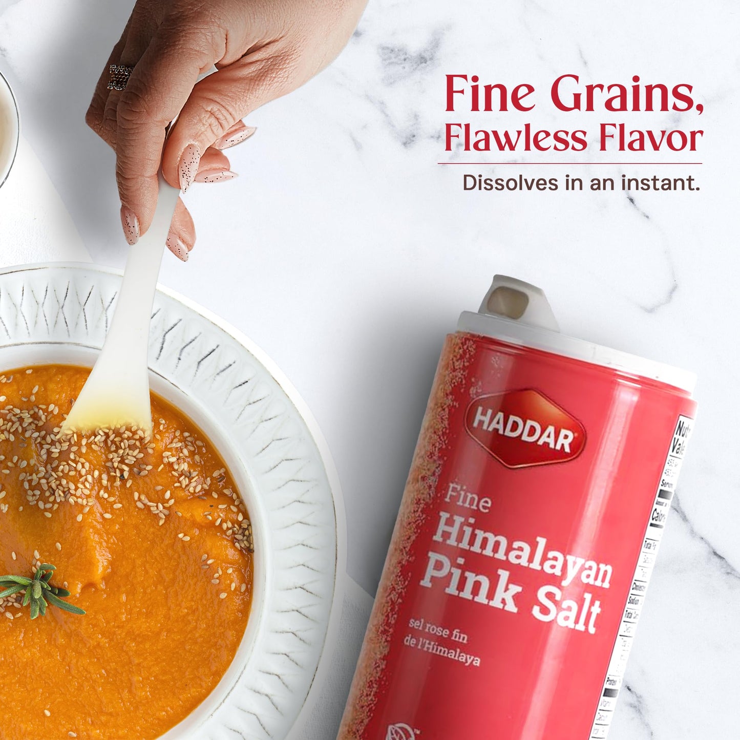 Haddar Fine Himalayan Pink Salt, 16 oz (2 Pack) | Pure and Natural Pink Himalayan Sea Salt | Rich in Essential Minerals | Gourmet Cooking and Seasoning Salt | Table Salt Alternative