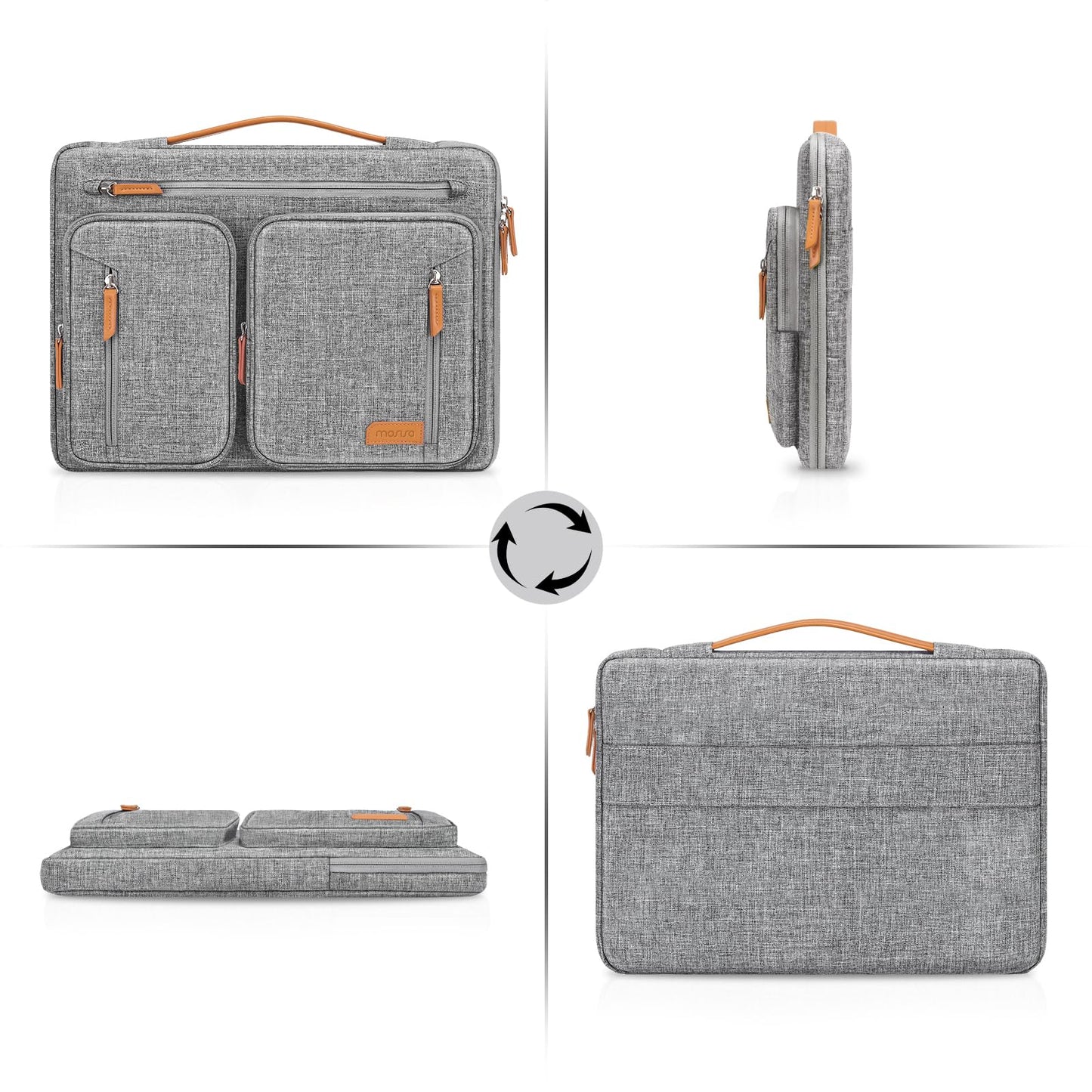 MOSISO 360 Protective Laptop Case 13.3 inch, 13-13.3 inch Laptop Sleeve Compatible with MacBook Air/Pro 13/Pro 14, HP Dell Acer, Side Open Carrying Computer Bag with 5 Accessory Pockets&Belt, Gray