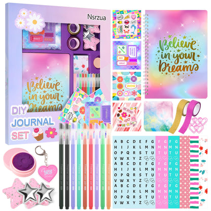 Gifts for 8 9 10 11 12 13 14 Year Old Girl - DIY Journal Kit for Girls,Toys for Ages 8-14 Girls and Birthday Gifts for Girl,Fun, Cute Art & Crafts Kits,Scrapbook & Diary Supplies Toy Set