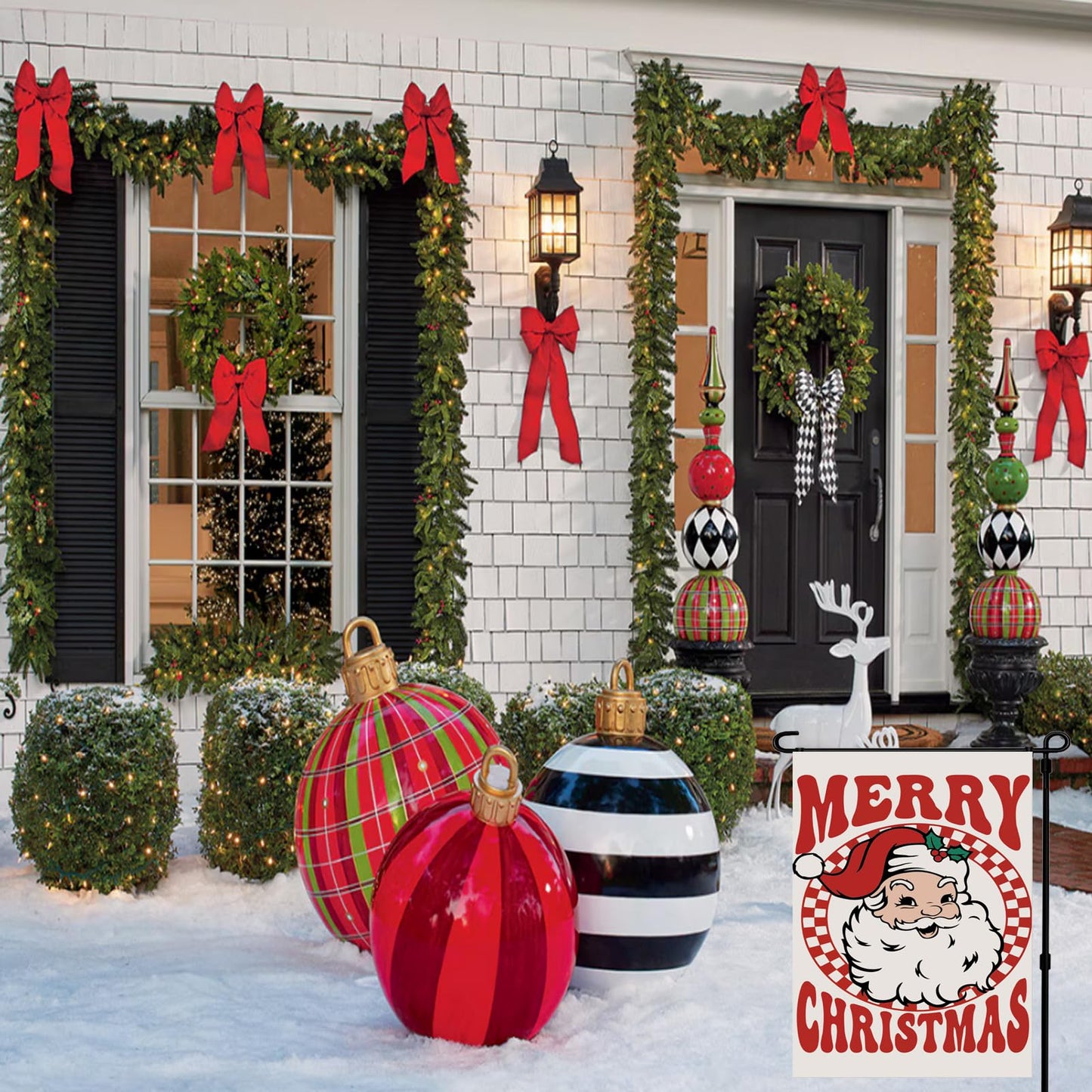 Merry Christmas Garden Flag 12x18 inch Outdoor-Double Sided Christmas Santa Claus Flag Vivid Color Polyester Yard Flags