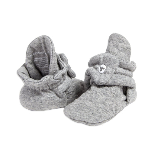 Burt's Bees Baby Unisex Baby, Boys Girls Quilted Booties, 100% Organic Cotton, Heather Grey 0-3 Months
