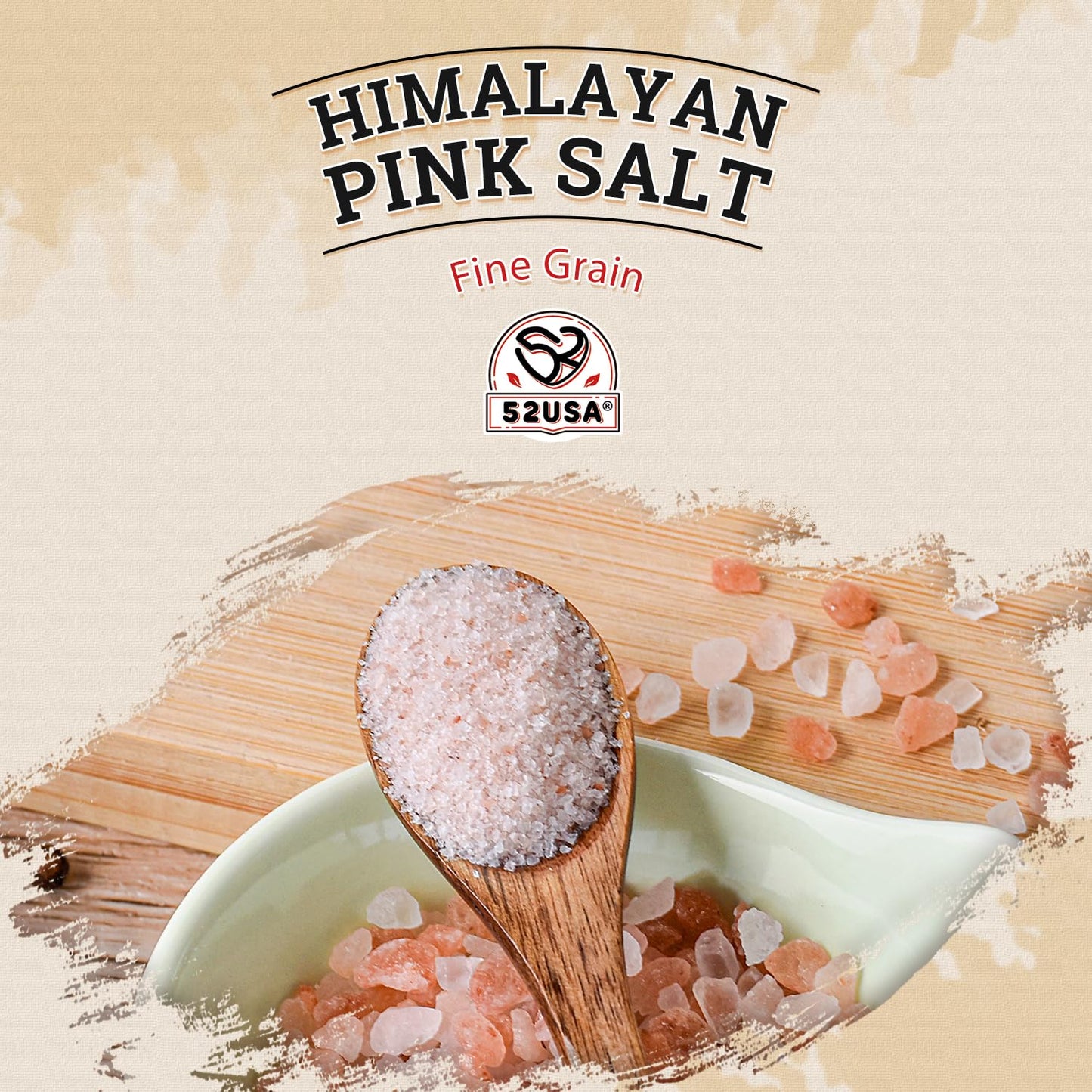 52USA Himalayan Pink Salt Fine, Fine Ground Table and Cooking Salt, 80oz (5 Pound), 100% Real, Pure, Unrefined Himalayan Pink Salt, 80+ Minerals and Electrolytes, Pink Himalayan Sea Salt, Kosher Salt