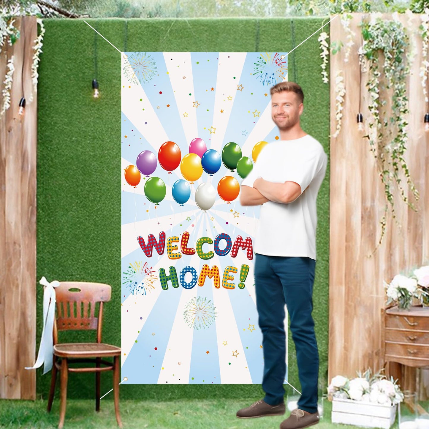 Labakita Welcome Home Door Banner, Welcome Home Door Cover, Housewarming Patriotic Military Decorations, Family Party Supplies, Welcoming Sign Photo Props