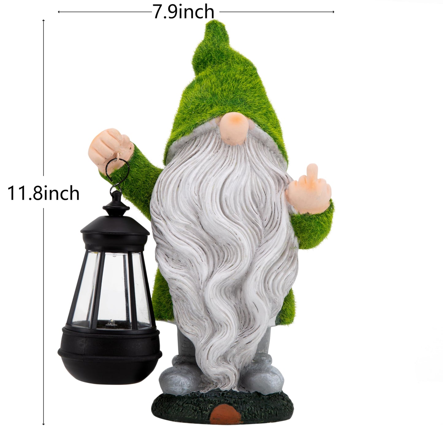 ANYUETE Flocked Garden Outdoor Gnome Statues Decor with Solar Lights, Large Funny Gnome Garden Figurines for Outside Patio Yard Lawn House Farmhouse Sculptures Decorations Gifts, White