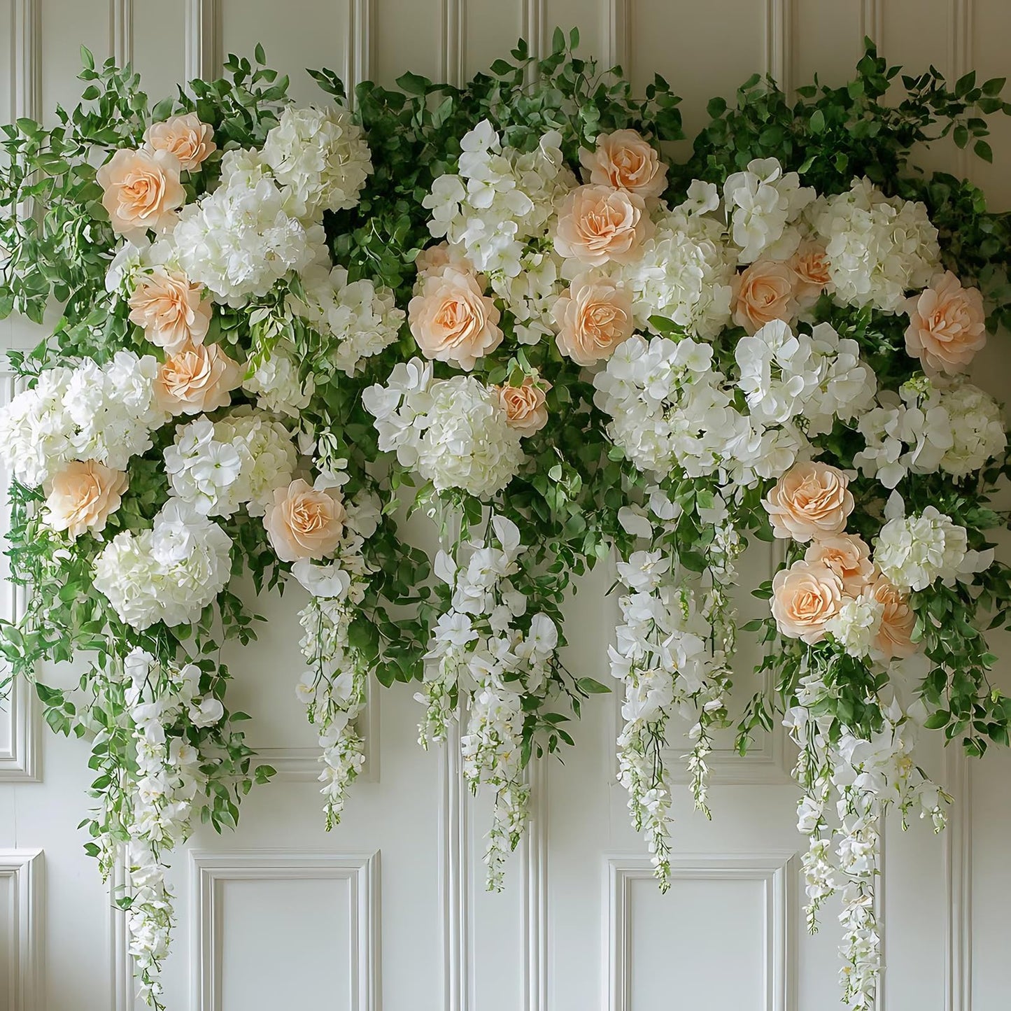 Real Touch White Hydrangea Artificial Flowers (4-Pack) -20" Faux Hydrangea Flowers with Long Stem & Leaves - Realistic Fake Hydrangeas for Home Decor Floral Arrangements Wedding Bouquets Centerpieces