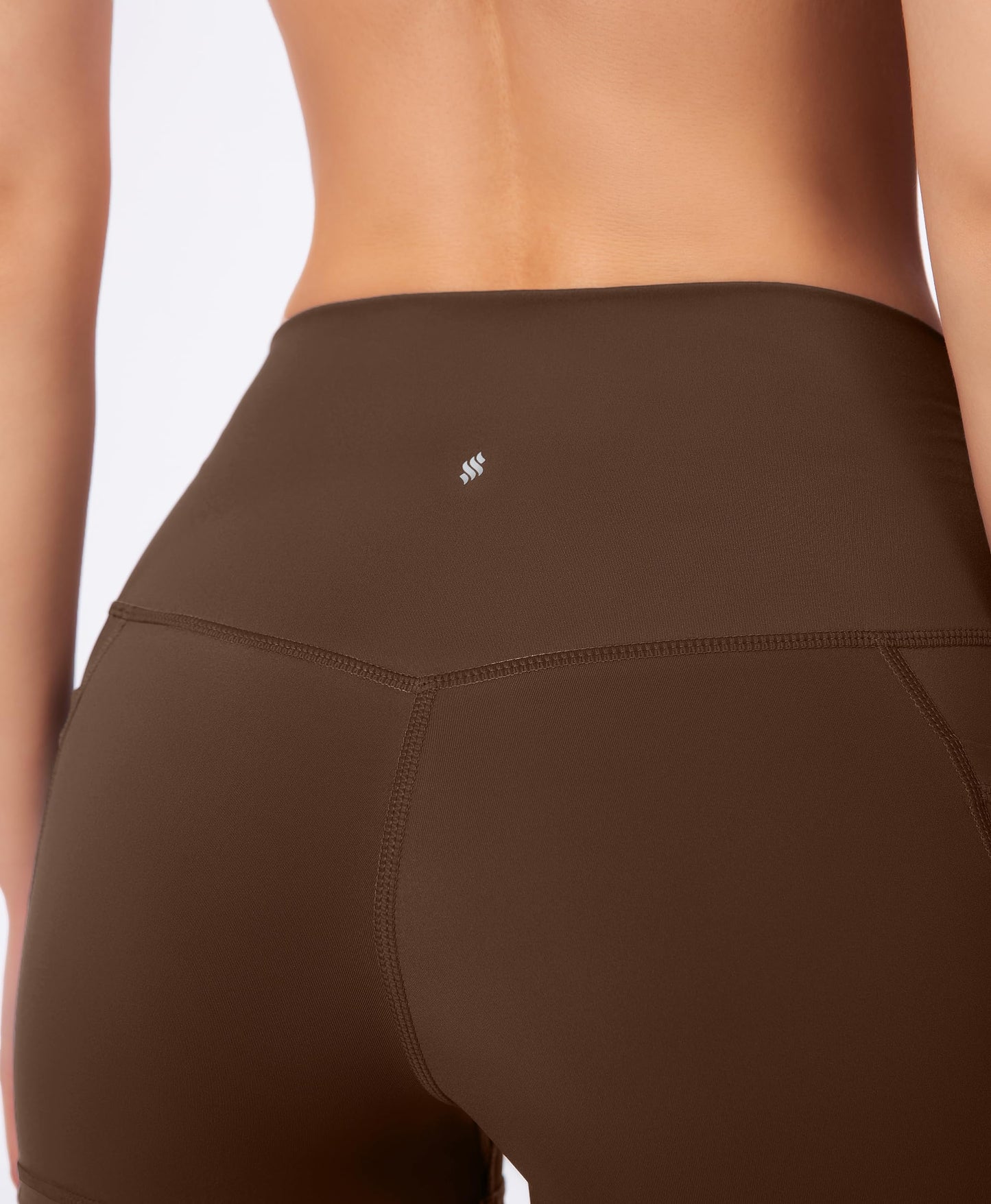 Women's High Waist Yoga Shorts with Side Pockets Tummy Control Running Gym Workout Biker Shorts for Women 3"(Brown, XXL)