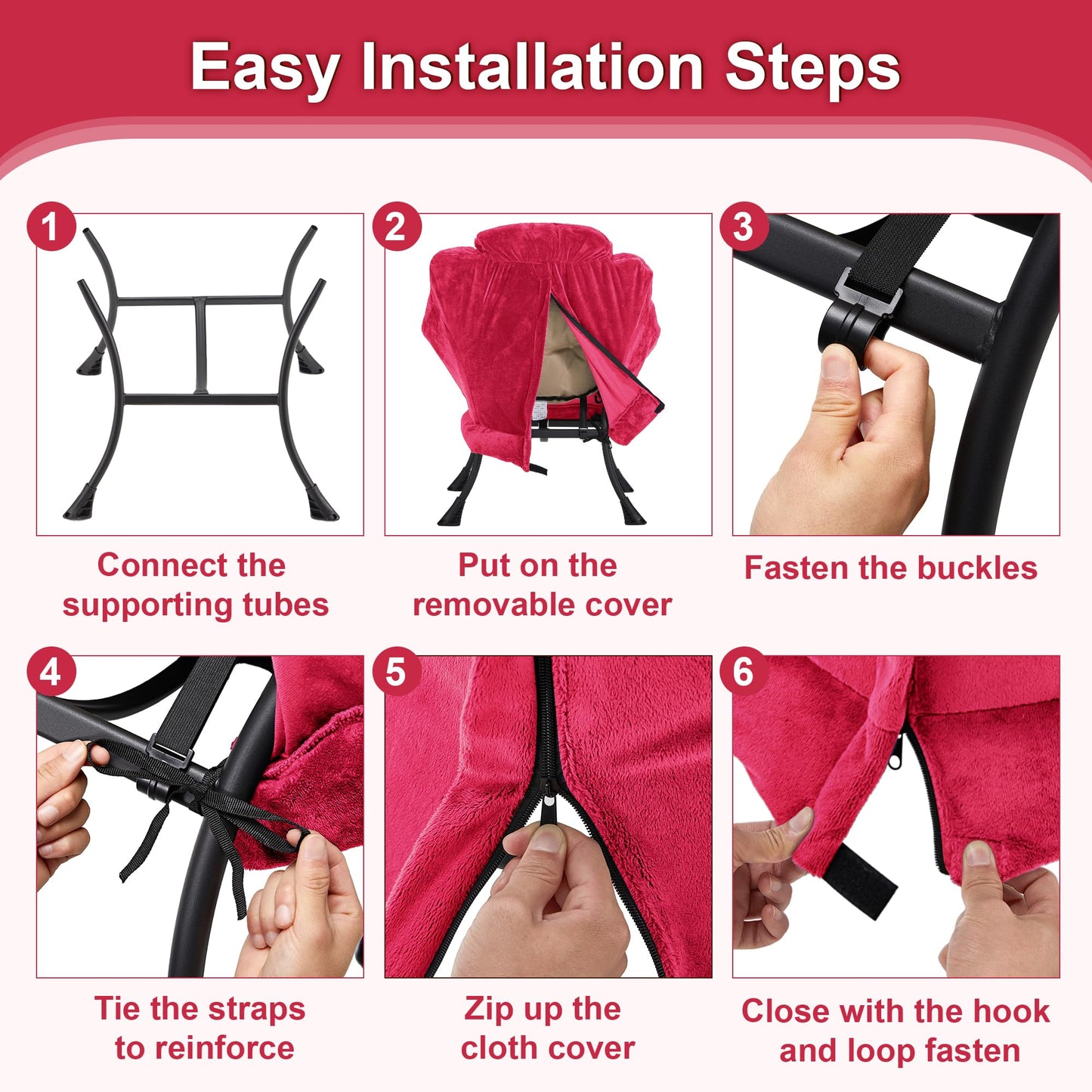 Halituny Fabric Lazy Chair with Ottoman, Oversized Upholstered Sofa Chair for Adults, Plush Comfy Lounge Chair with Large Side Storage Pocket, Reading Chair for Living Room, Bedroom, Office, Rose Red