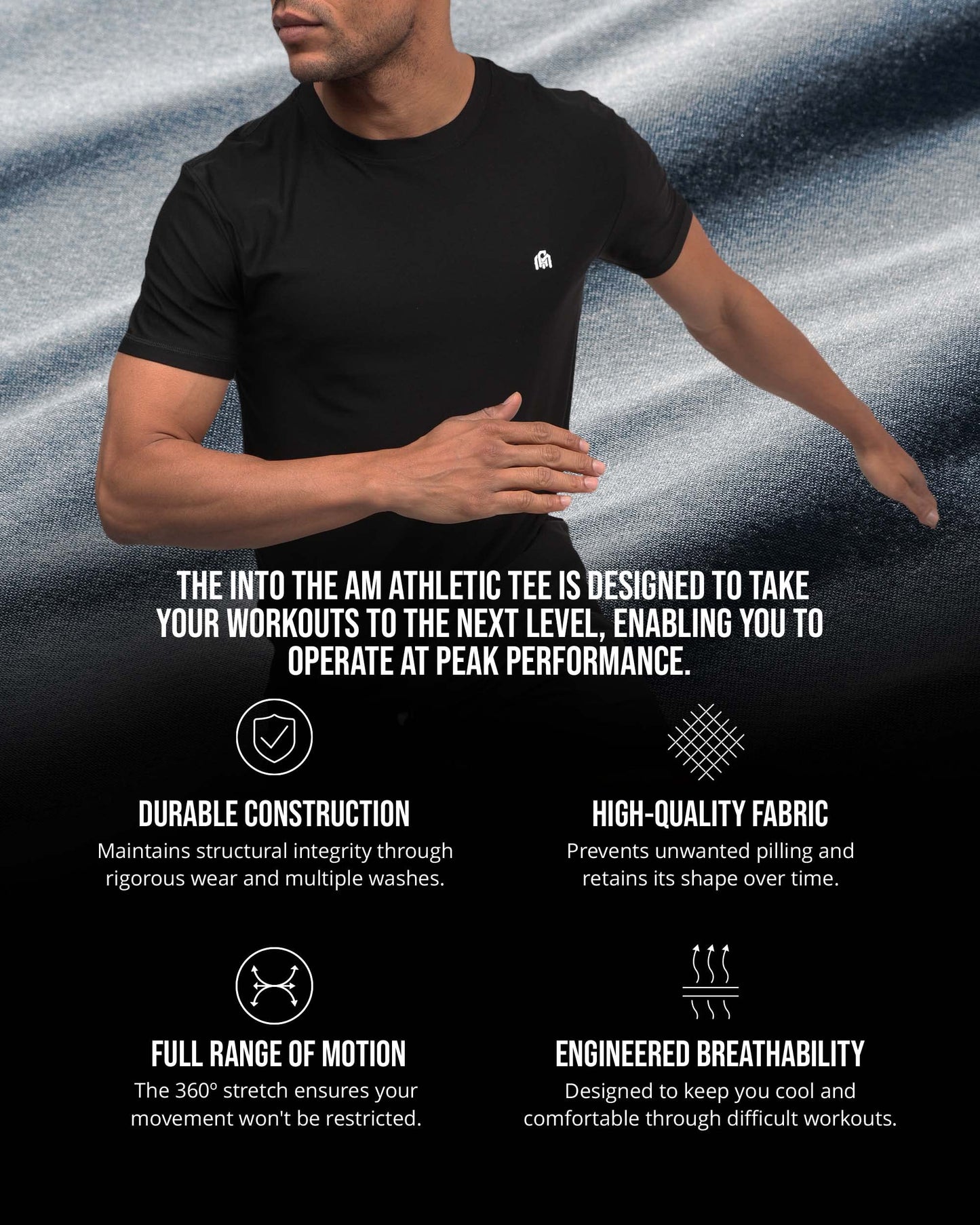 INTO THE AM Athletic Workout Shirts for Men Fitted Gym Sports Running Fitness Dry Fit Logo Tees (Grey, Large)