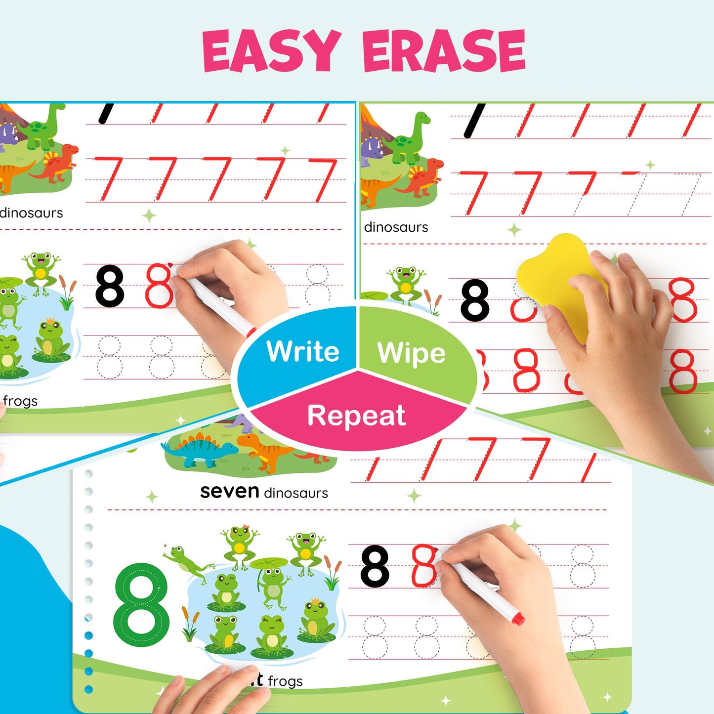 BenBen Preschool Learning Activities, 50 Pages, Tracing Books for Kids Ages 3-5, Kindergarten Workbooks, Toddler Writing Practice, Pre K Busy Book Educational Toys, Autism Learning Materials