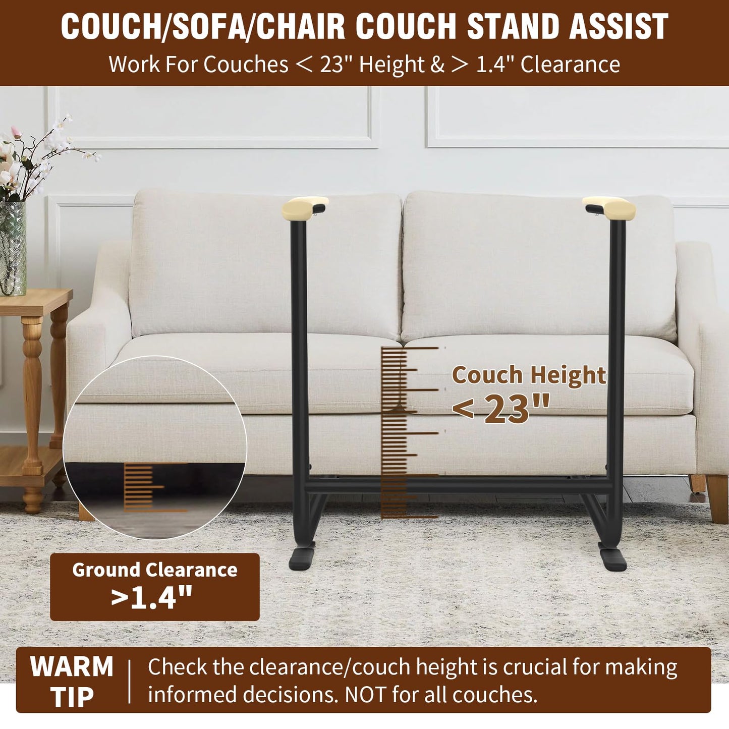 Large Sized Couch Chair Stand Assist for Seniors, Standing aid & Support Device with Handles, Chair Lift Assist Device for Elderly Mobility & Daily Living Stand to Sit(250LBs Loading, 29.0“W*26.6" H)