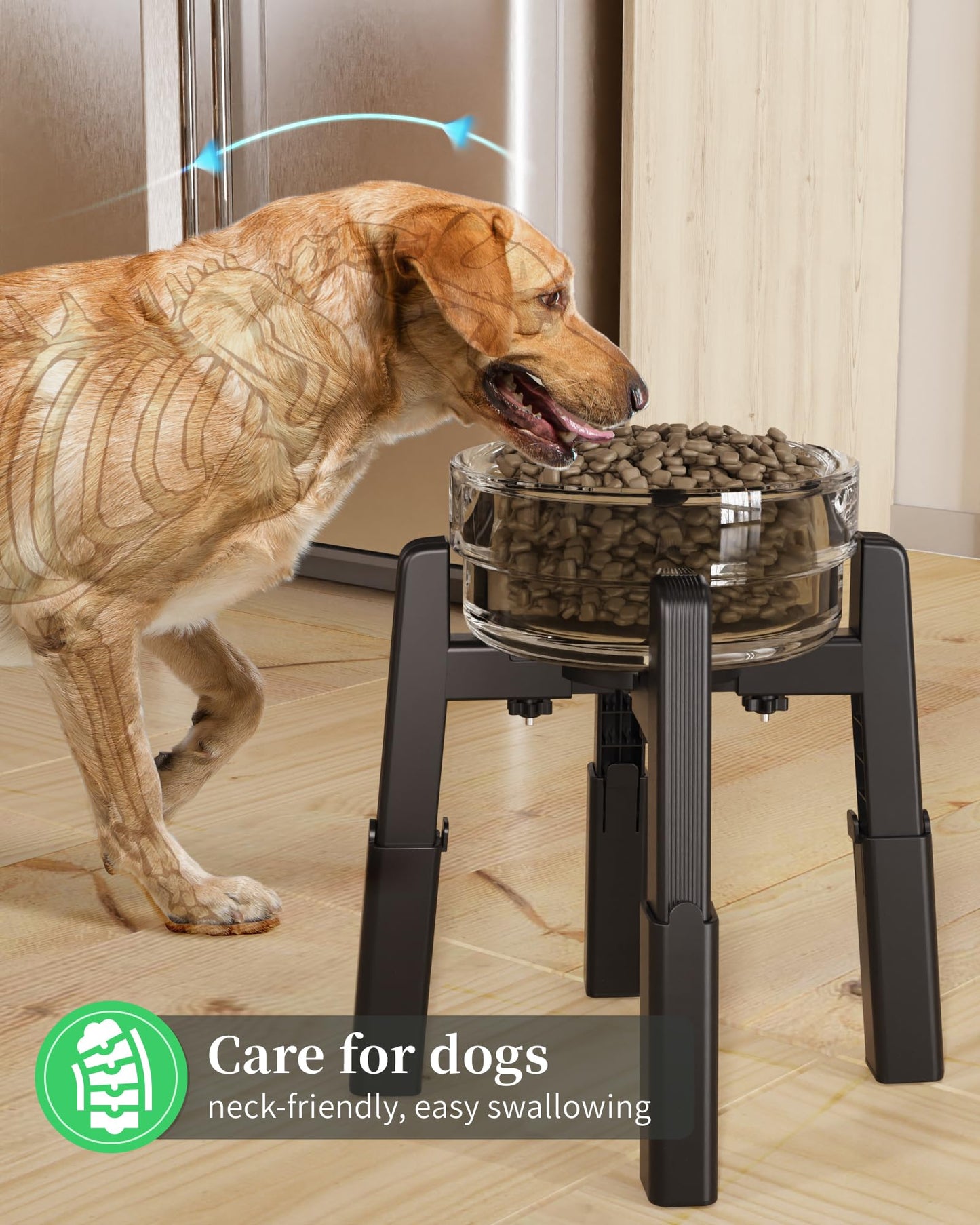 CZPET Dog Bowl Stand with Adjustable Height and Width [Stand Only], Elevated Pet Water & Food Feeder for Medium & Large Dogs, Stable and Anti-Slip Raied Bowl