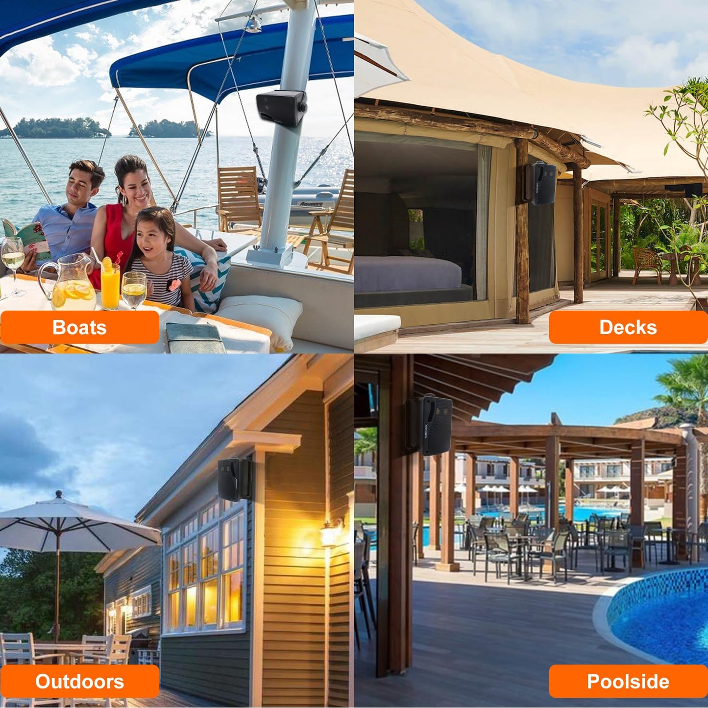 STUDIOFINIX 3.5 Inch Outdoor Bluetooth Speakers Waterproof Wired,3 Way 200W Upgrade Premium Wall Mount Speakers,Ideal use in Patio,Deck, Indoor Outdoor（Black）