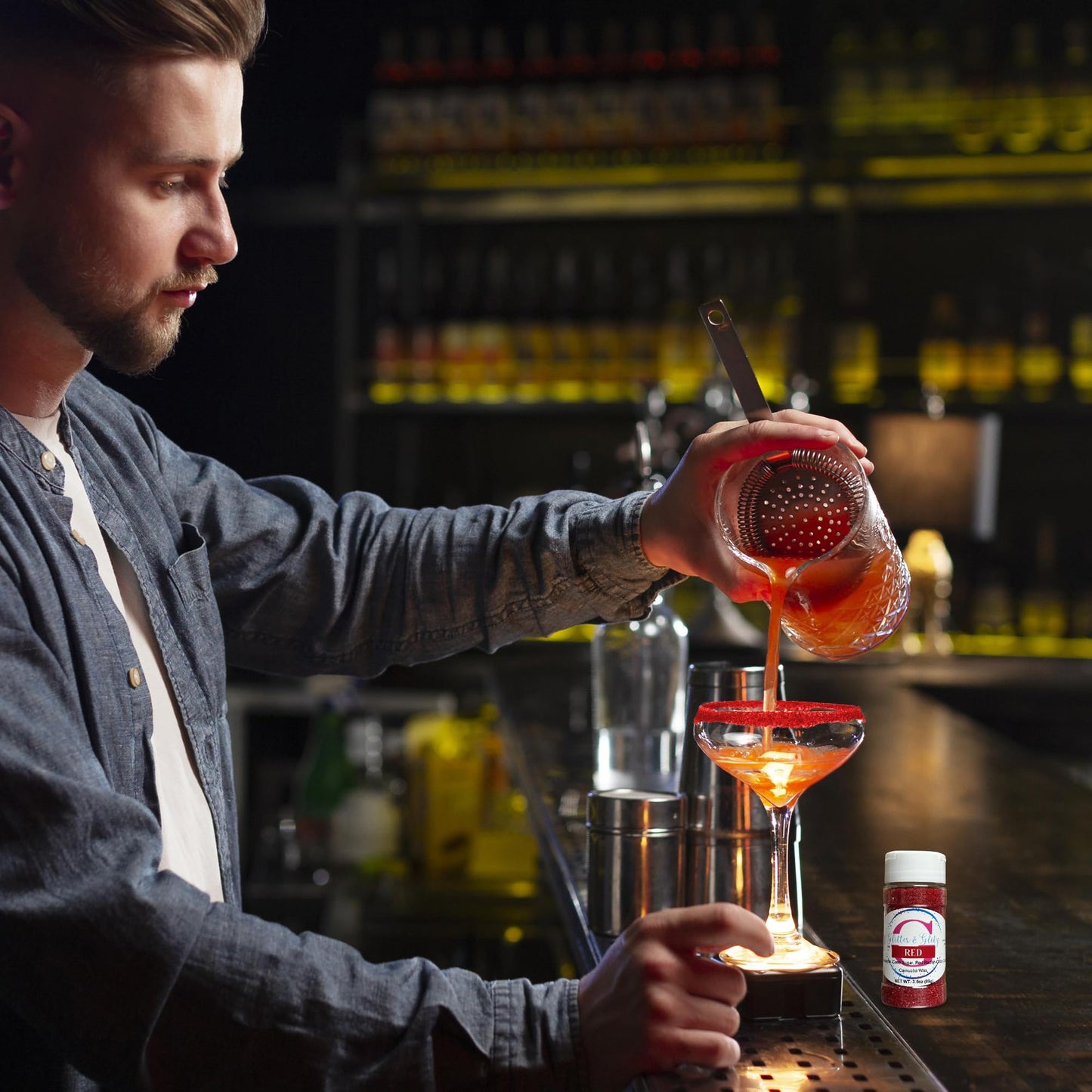 Glitter & Glitz Cocktail Sugar – Premium Natural Sugar for Enhancing Cocktail Drinks – Vibrant Colored Sugar, USA Manufactured, No Artificial Ingredients – Cocktail Rimming Sugar (Hot Pink)