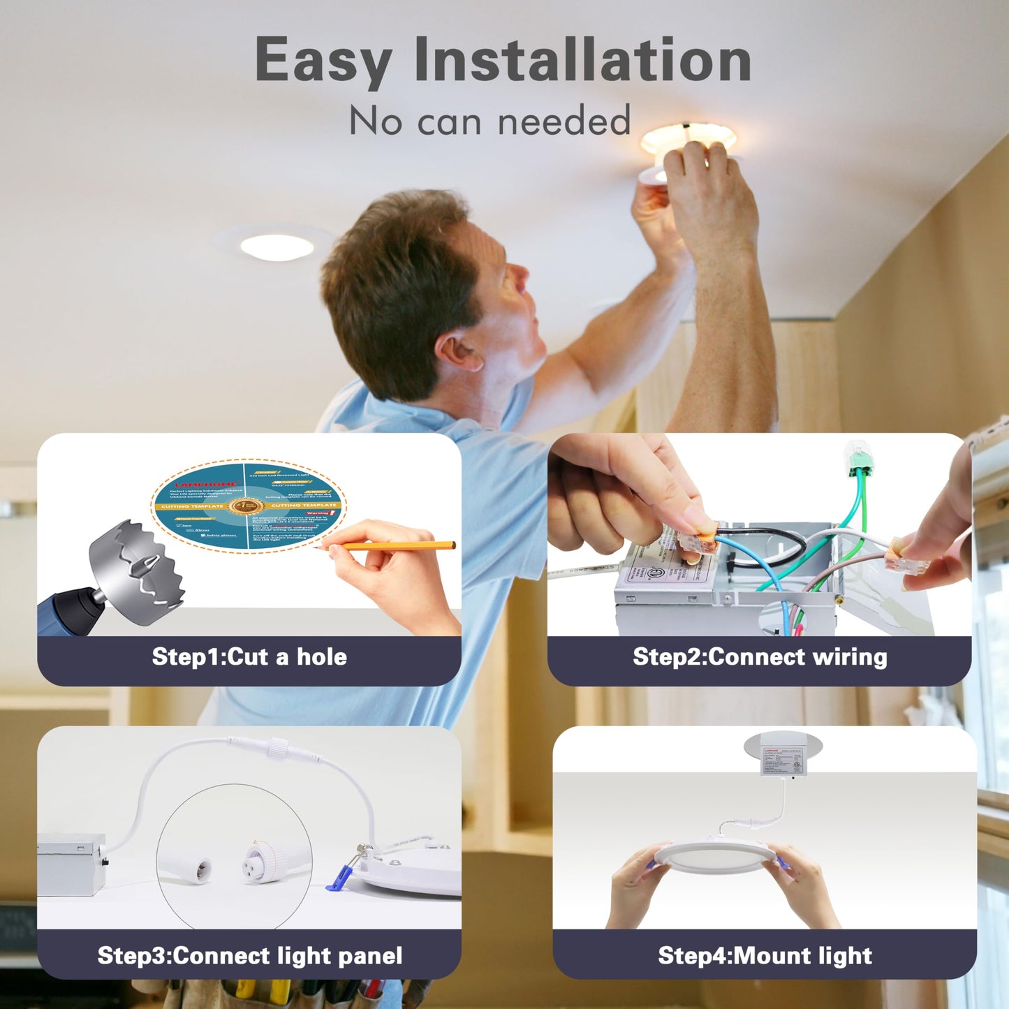 GLOWNOVA 12-Pack of 6-Inch Ultra-Slim LED Downlights with Junction Box, Adjustable Color Temperatures (2700K-5000K), 12W EQV to 110W, Dimmable, 1050LM Luminance - ETL and Energy Star Certified