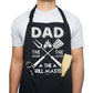 100% Cotton, Black Funny Aprons for Men, Dad, Husband - Birthday, Father’s Day Grilling Gifts for Papa, Husband.