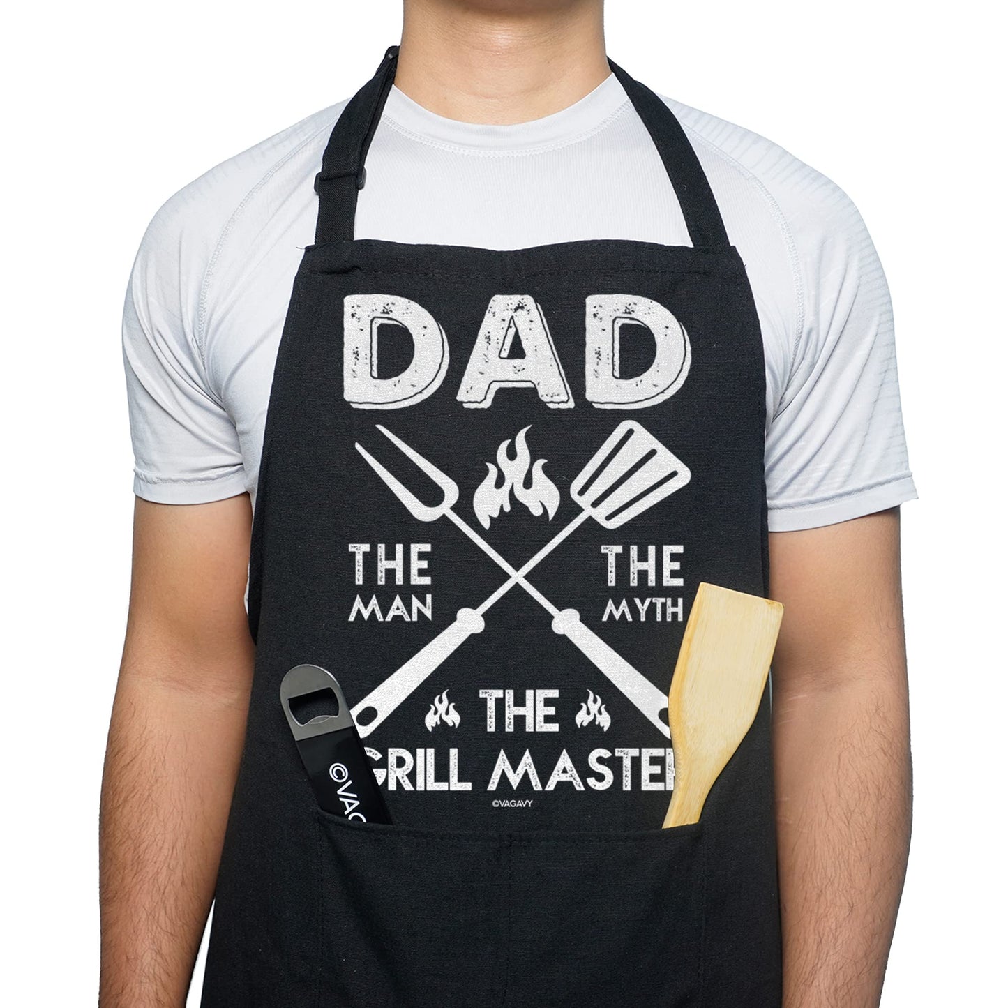100% Cotton, Black Funny Aprons for Men, Dad, Husband - Birthday, Father’s Day Grilling Gifts for Papa, Husband.