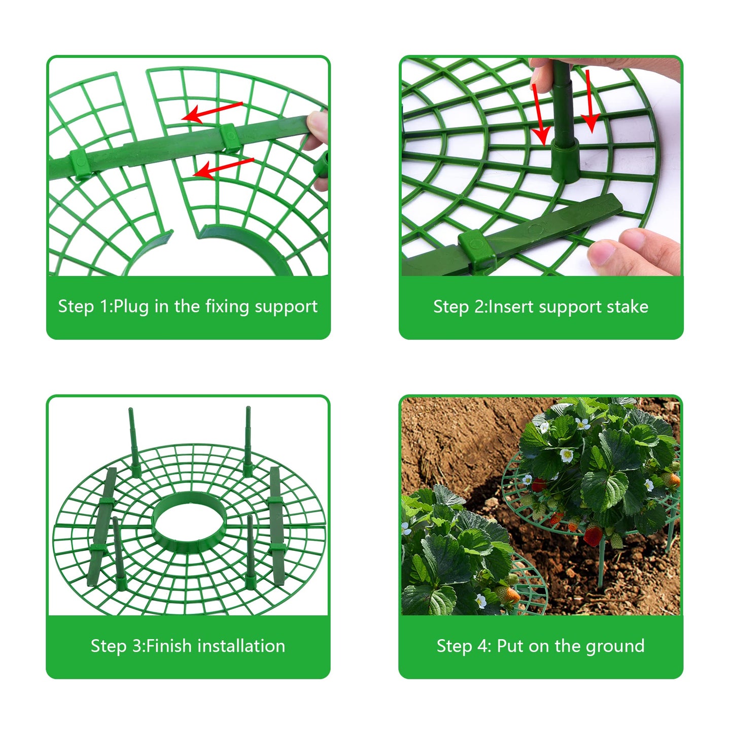 Iceyyyy 10 Pack Strawberry Plant Support - Large Size Strawberry Growing Racks - Strawberry Growing Frame for Keeping Garden Strawberry Clean