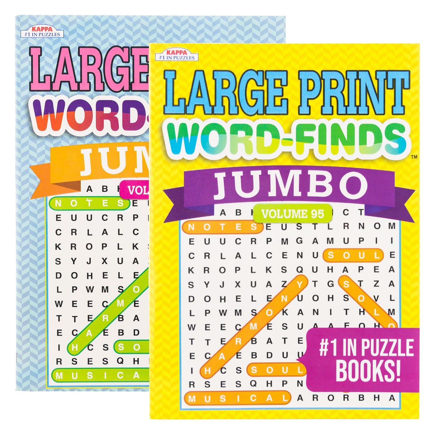 Kappa Jumbo Large Print Word Finds Puzzle Book 2 Titles, Word Search Find Words Books for Adults Teens, Training Learning with Game, 2-Pack