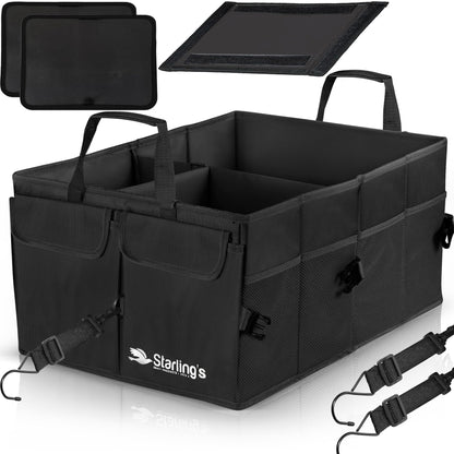 Car Trunk Organizer – Large Collapsible Storage Box with Adjustable Compartments – Heavy-Duty Cargo Organizer for SUV, Truck & Car – Non-Slip Waterproof Trunk Storage Bin for Groceries & Tools - XL