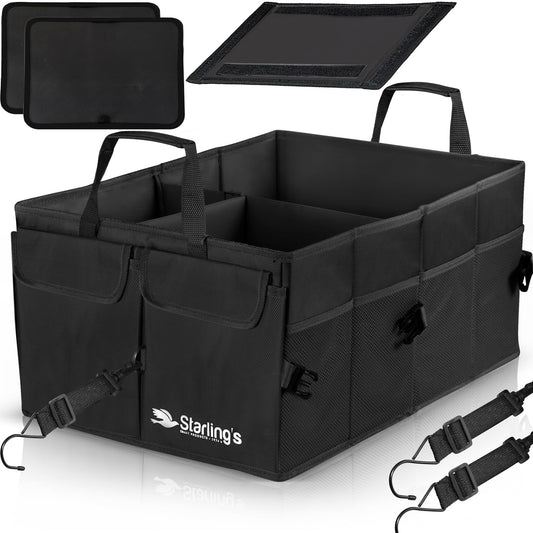 Car Trunk Organizer – Large Collapsible Storage Box with Adjustable Compartments – Heavy-Duty Cargo Organizer for SUV, Truck & Car – Non-Slip Waterproof Trunk Storage Bin for Groceries & Tools - XL