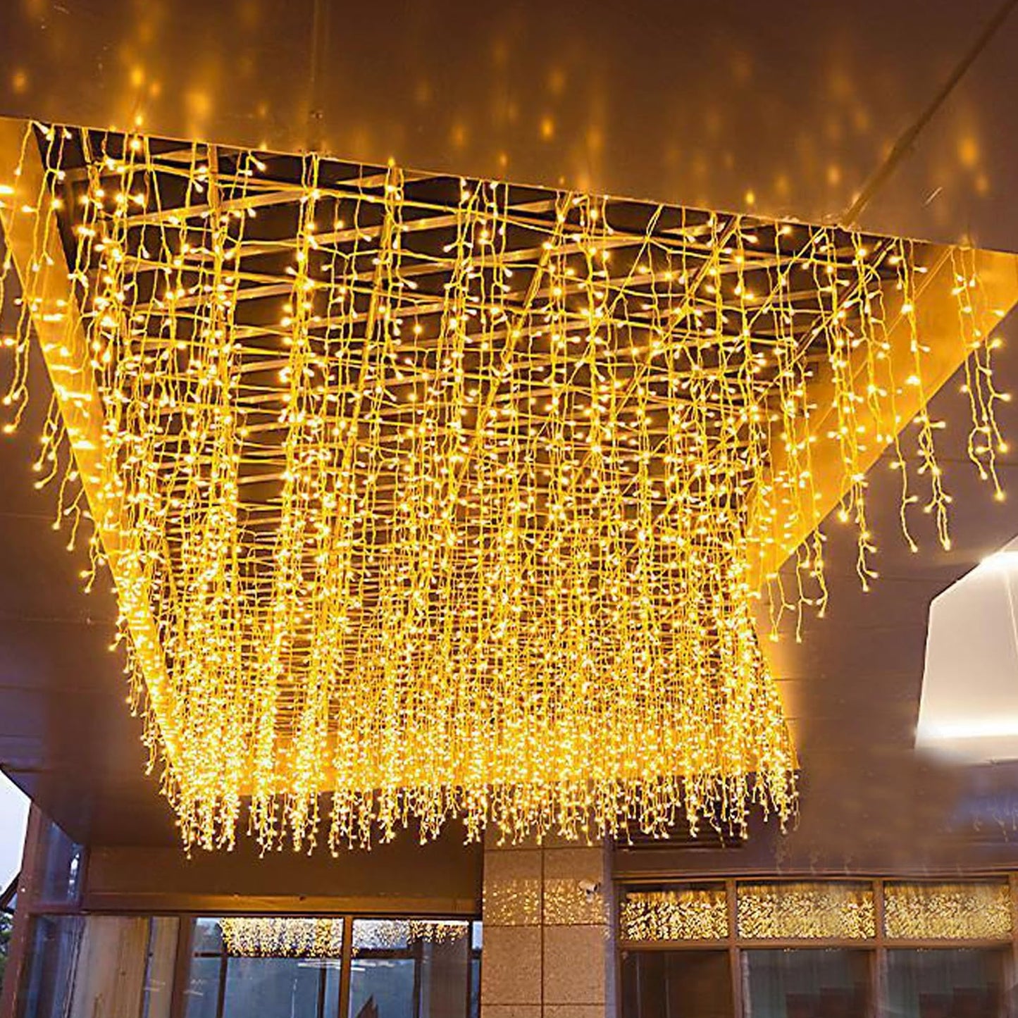 FATONESA LED Icicle Christmas Lights, 13FT 96 LEDs Fairy String Lights Extendable Curtain 8 Modes Dangling Twinkle Novelty Hanging Lights for Ceiling Party Window Decorations, Warm White 4M