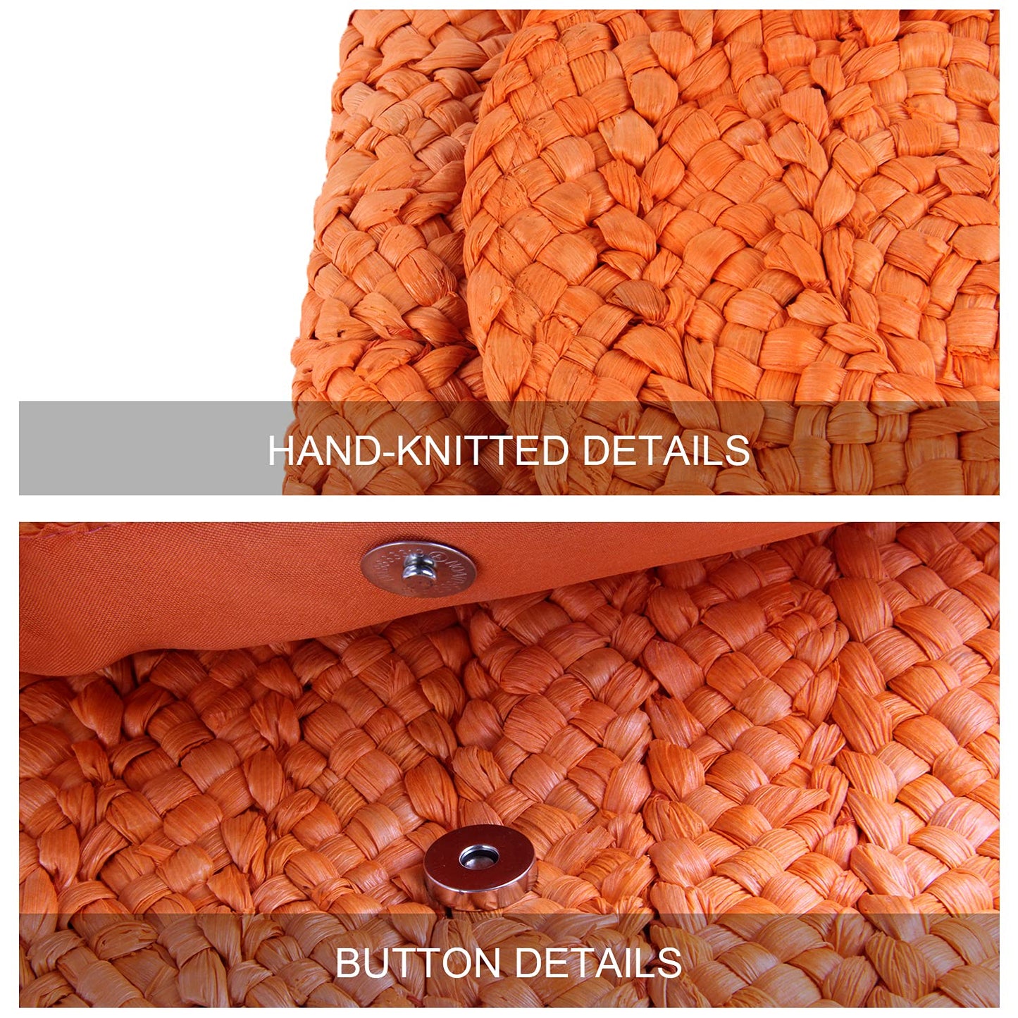 KUANG! Womens Straw Clutch Purse Handbag Shoulder Clutch Envelope Wallet Beach Straw Purse for Ladies