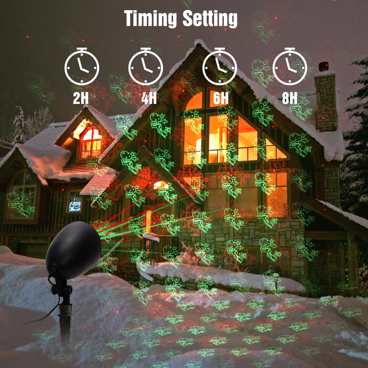 Laser Christmas Projector Lights Outdoor, Rotating Red Green Christmas Laser Lights with Timmer, Remote Control, Waterproof Holiday Light Projector for Indoor Outdoor Garden Patio Wall
