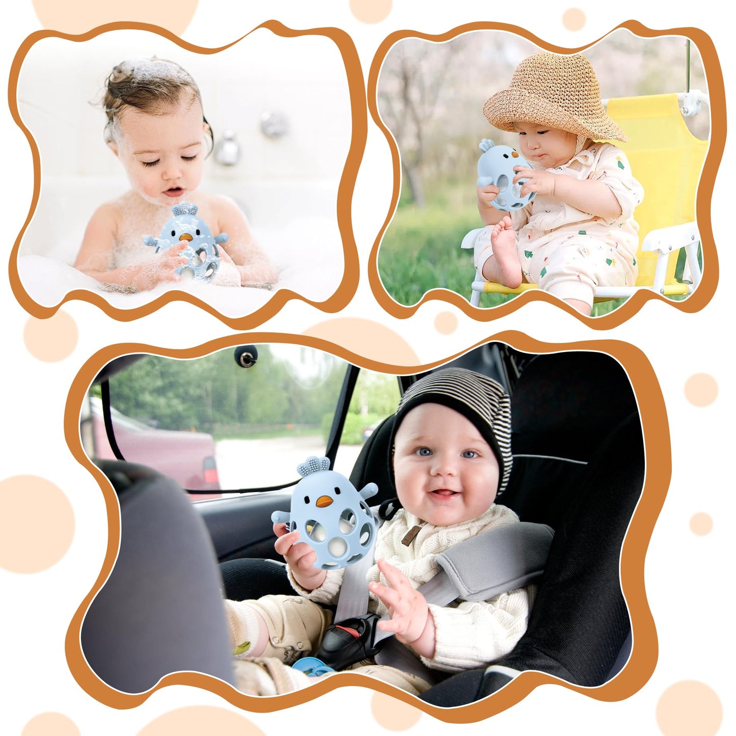 MCGMITT Baby Teething Toys for 3-6 Months, Easy Grasp Silicone Baby Rattles 0-6-12 Months, BPA-Free Food Grade Montessori Sensory Toys, Soft Newborn Infant Teether for Teething Relief