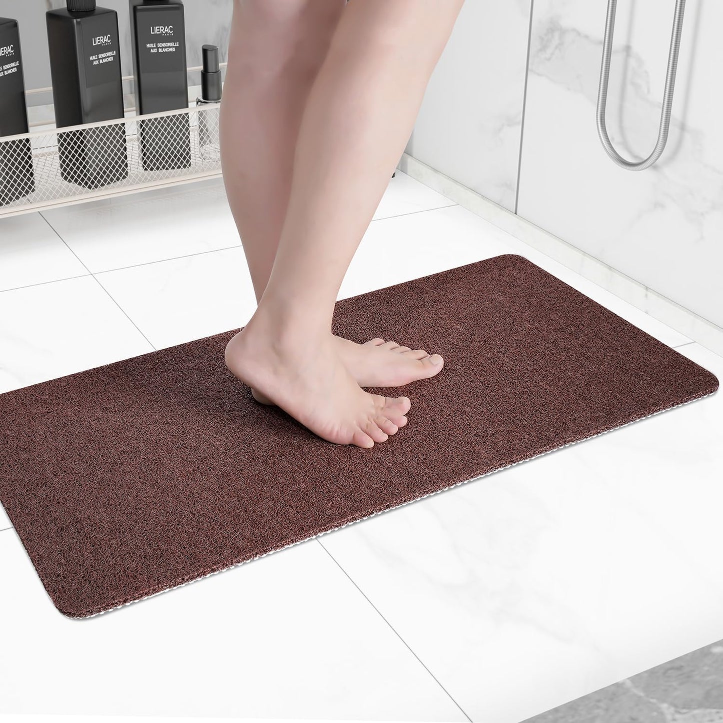 Non Slip Bathtub Mat,Anti Slip Shower Mat,Fast Drying Bath Tub Mats,Foot Scrubber Mat,Anti Slip Mat for Tub,Floor,Bathroom,Home,Kitchen,Hotel (Grey 24x16 Inch)