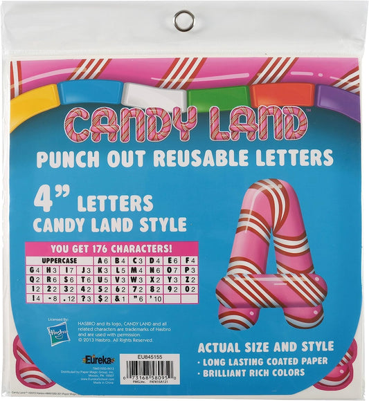 Eureka Candy Land 4-inch Peppermint Stripes Deco Letters, PinkEU-845155