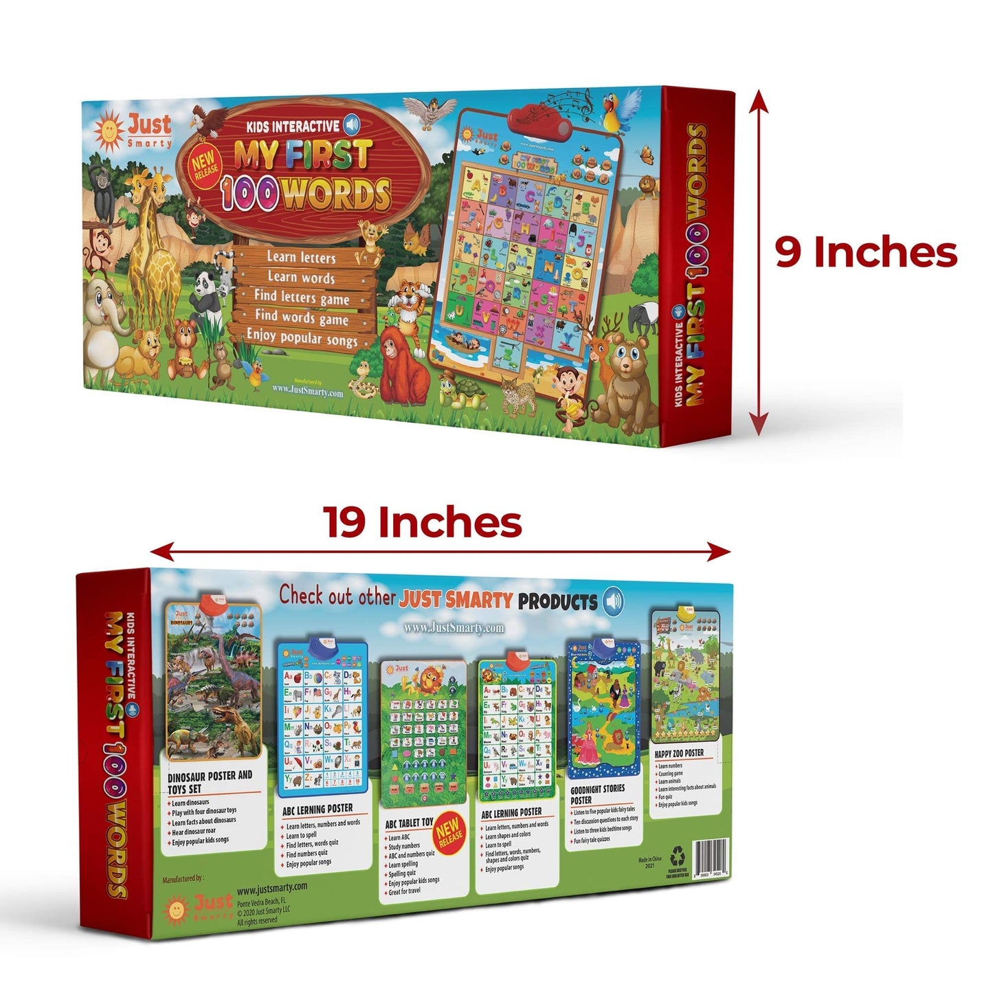 Just Smarty Interactive First 100 Words Learning Toys for 2 Year Olds | Educational First Words Alphabet Poster for Children | Learning Words for Toddlers ABC Chart | Alphabet Learning Toys for Kids