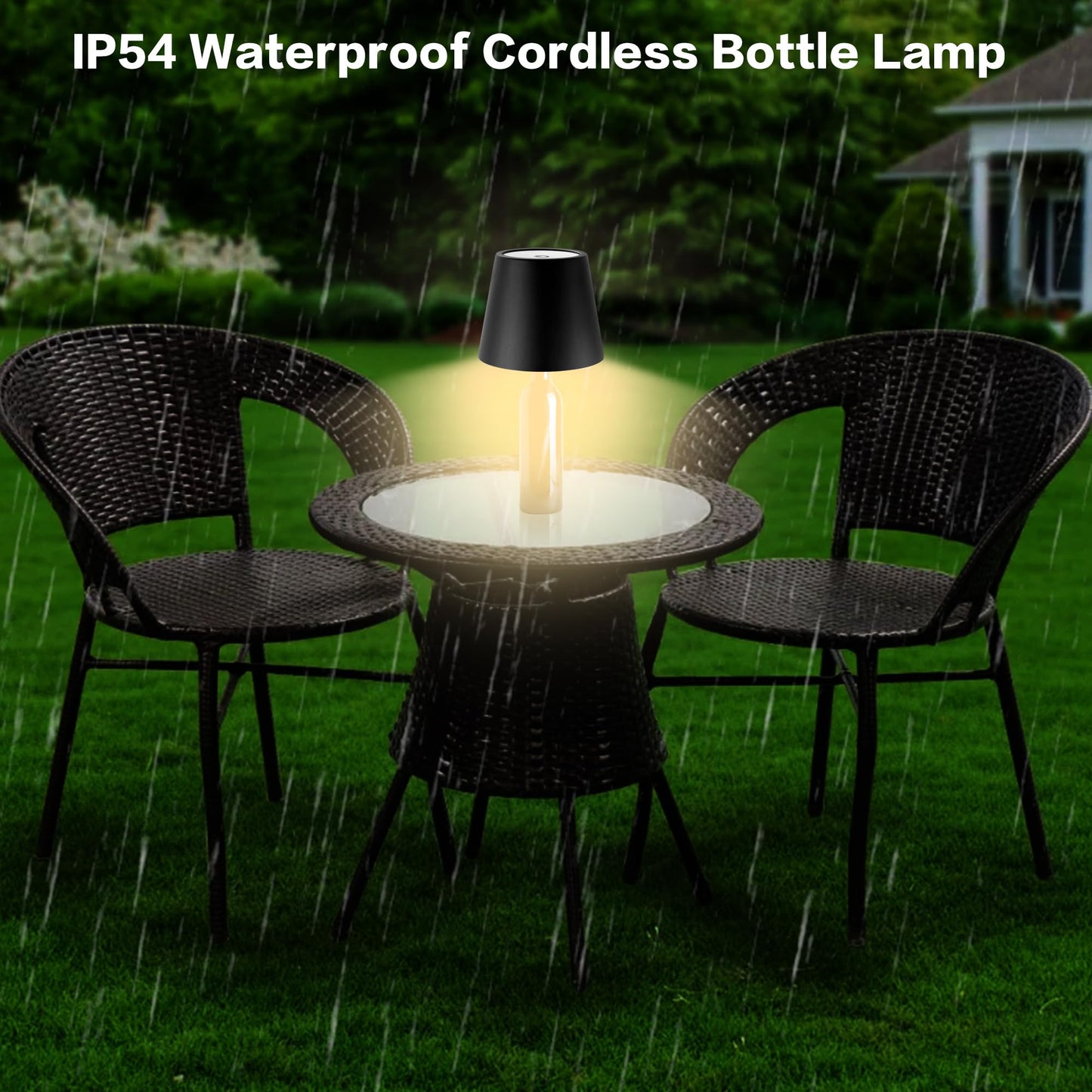 Wine Bottle Lights,2025 Upgraded Bottle Lamp,Rechargeable Wireless Bottle Light with Remote, RGBW Multicolor+3 Color Temperature Wine Battery Light for Bar, Bedside, Restaurant (Black, 1 Pack)