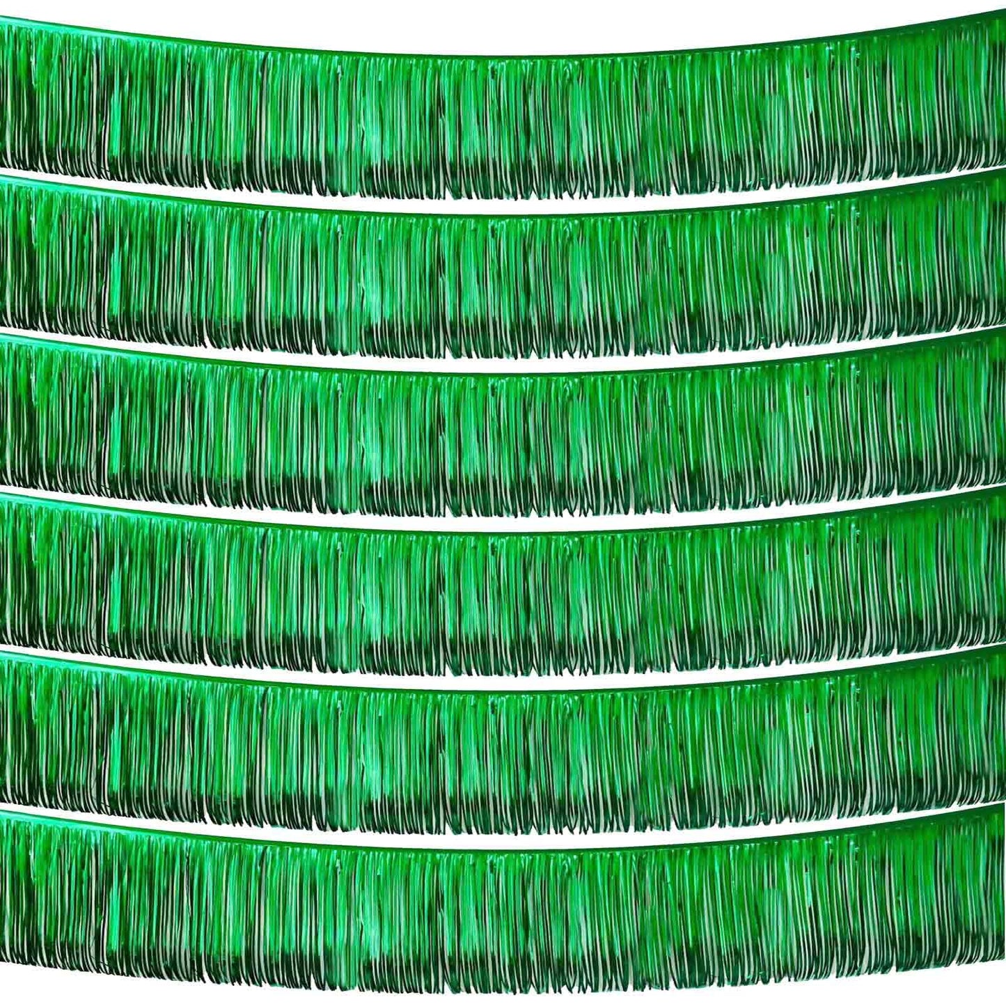 Green Foil Fringe Garland,6 Pack 10 Feet Tinsel Fringe Parade Float Decorations for Trailer, Wall Hanging Metallic Fringe Banner for Wedding Christmas Birthday Party Decorations