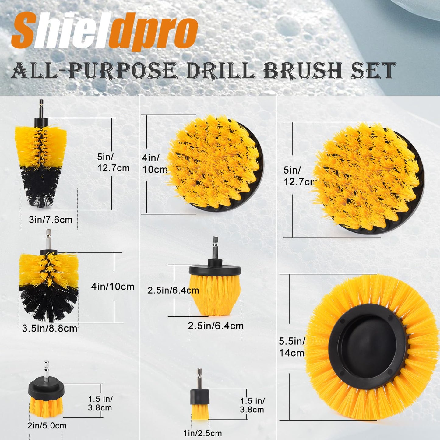 SHIELDPRO 18 Pack Drill Brush Attachment Set, Power Cleaning Scrub Brushes for Drill, Extend Long Attachment, All Purpose for Bathroom, Car Detailing, Carpet, Tile Grout, Sinks, Corners