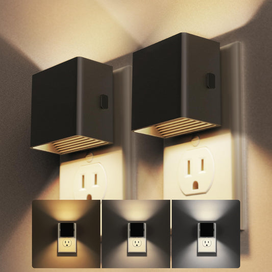 DORESshop LED Night Light[2 Pack], Night Lights Plug into Wall, 3 Level Brightness Adjustable Plug in Night Light, Dusk to Dawn Sensor, Nightlights for Adults, Bedroom, Bathroom, Hallway, 3000K