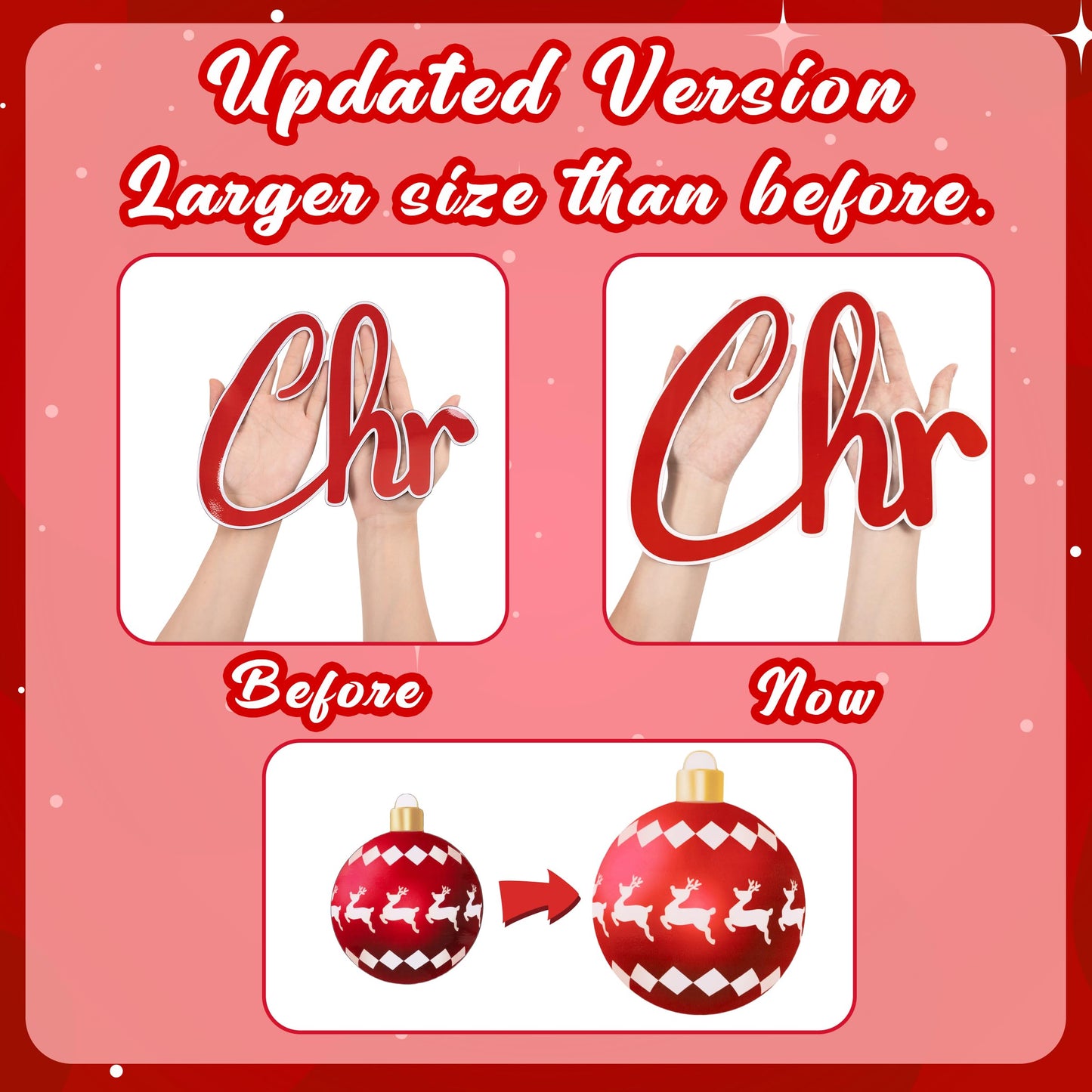 90shine 31PCS Luminous Christmas Garage Door Decorations Magnets - Magnetic Glow-in-The-Dark Merry Xmas Ball Holiday Refrigerator Fridge Cruise Kitchen Decor(Red Green Gold)