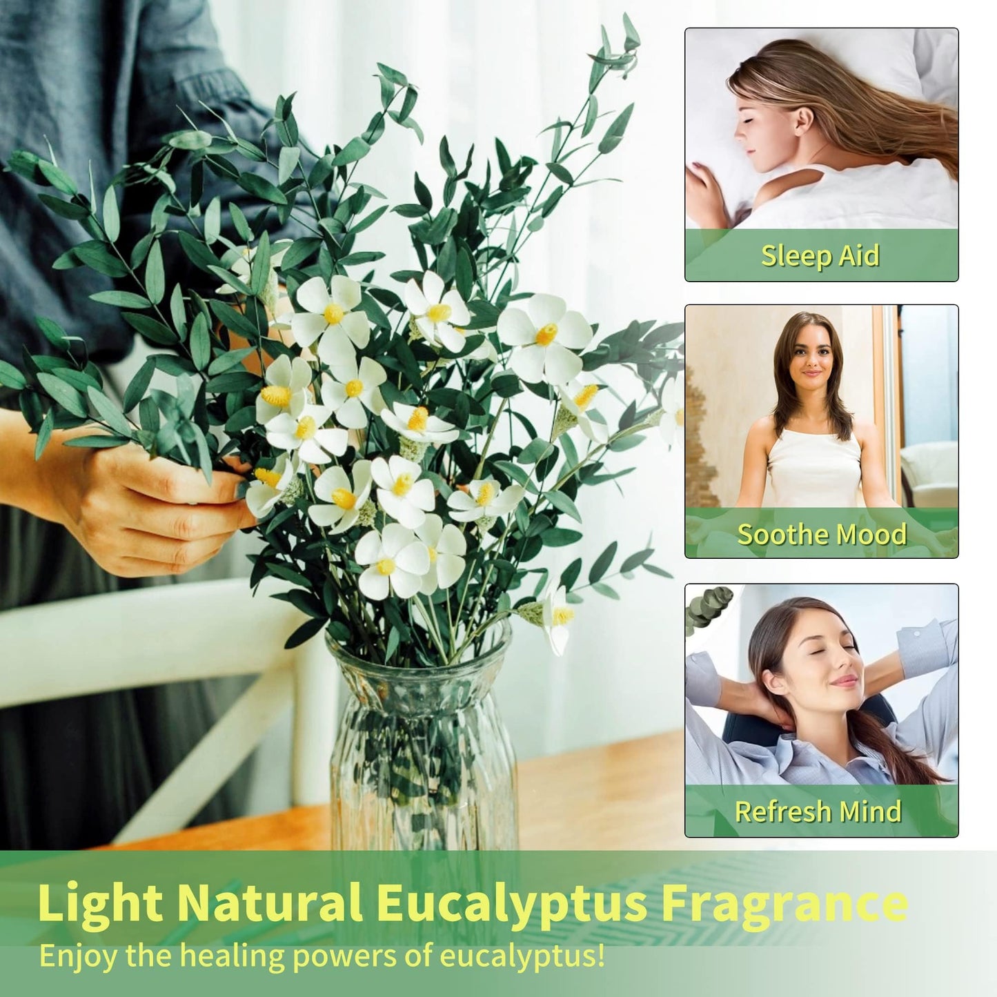 20+ Small Dried Eucalyptus Stems, 7-14 Pcs Preserved Greenery Plants Branches, 17'' Natural Real Eucalyptus Bundles for Shower, Green Leaves Plant for Arrangement, Wedding, Office, Home Decor(4oz)