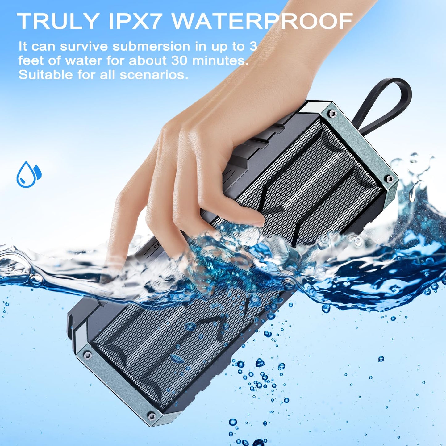 comiso Bluetooth Speaker, 5.3 Rugged Bluetooth Speakers with 20W Stereo Sound, IPX7 Waterproof, 24H Playtime, Small Speakers Blue Tooth Wireless with Deep Bass for Home, Outdoor, Beach, Travel