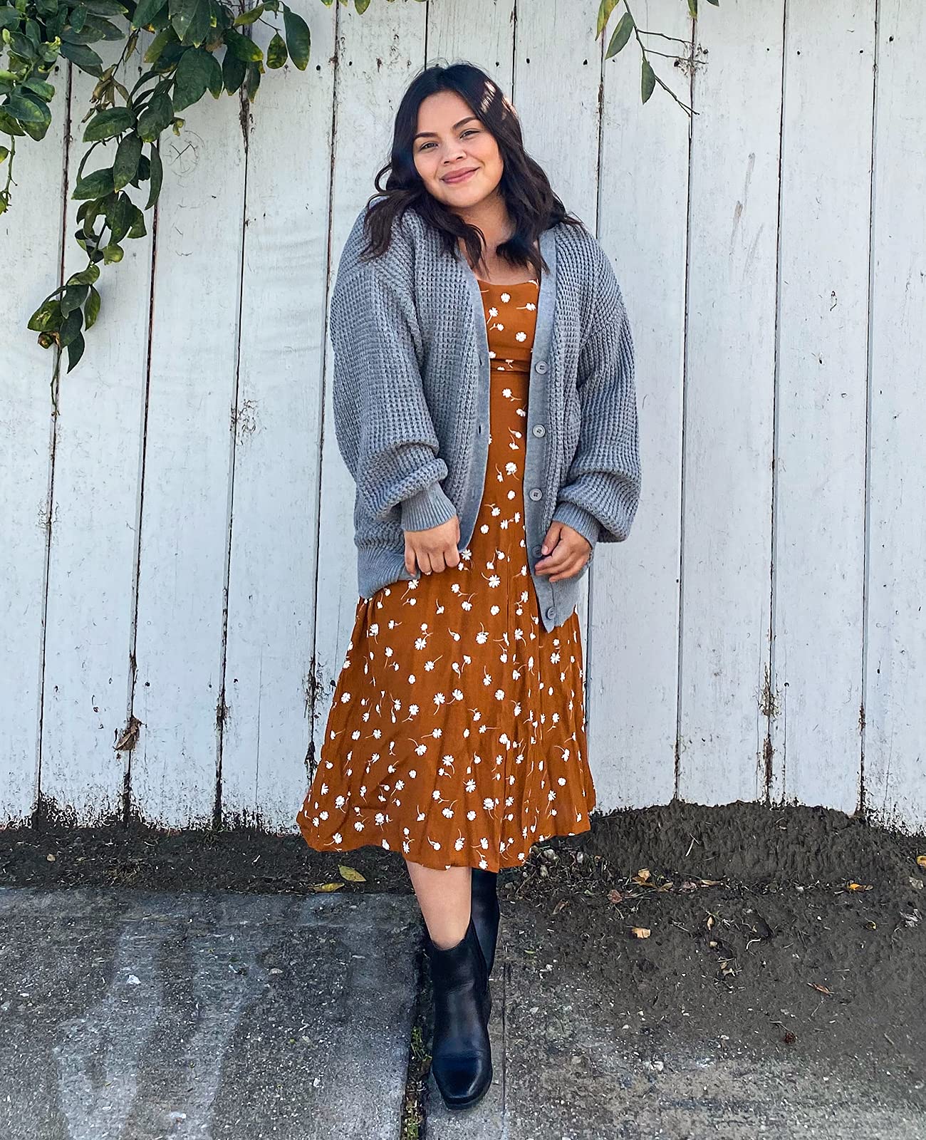 QUALFORT Women's Cardigan Sweaters for Women 100% Cotton Button-Down Long Sleeve Oversized Knit Coatigan Jackets Heathergrey X-Large