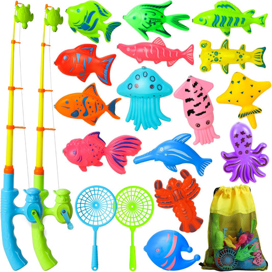 TOY Life Magnetic Fishing Game for Kids 3-5 with 2 Toddler Fishing Poles,Bath Toys for Kids Ages 1-3, 3 Years Old Magnetic Fishing Toys for Toddlers, Bath Toys for Kids Ages 4-8