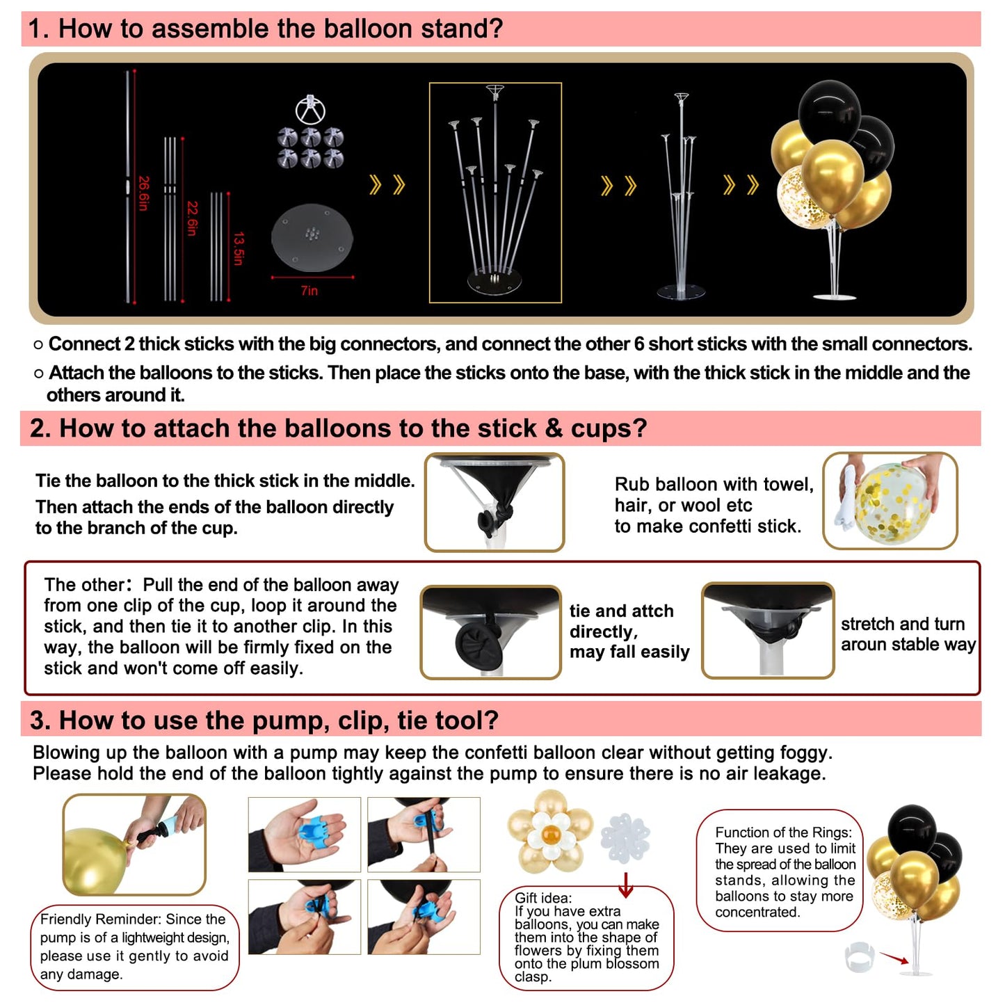 TONIFUL 4 Set Gold Balloon Centerpieces for Table, Balloon Stand Kit for Party Centerpiece Table Decorations, 50th 60th 70 th 80th 90th 100th Birthday Decorations Graduation Decoration 2025 New Years