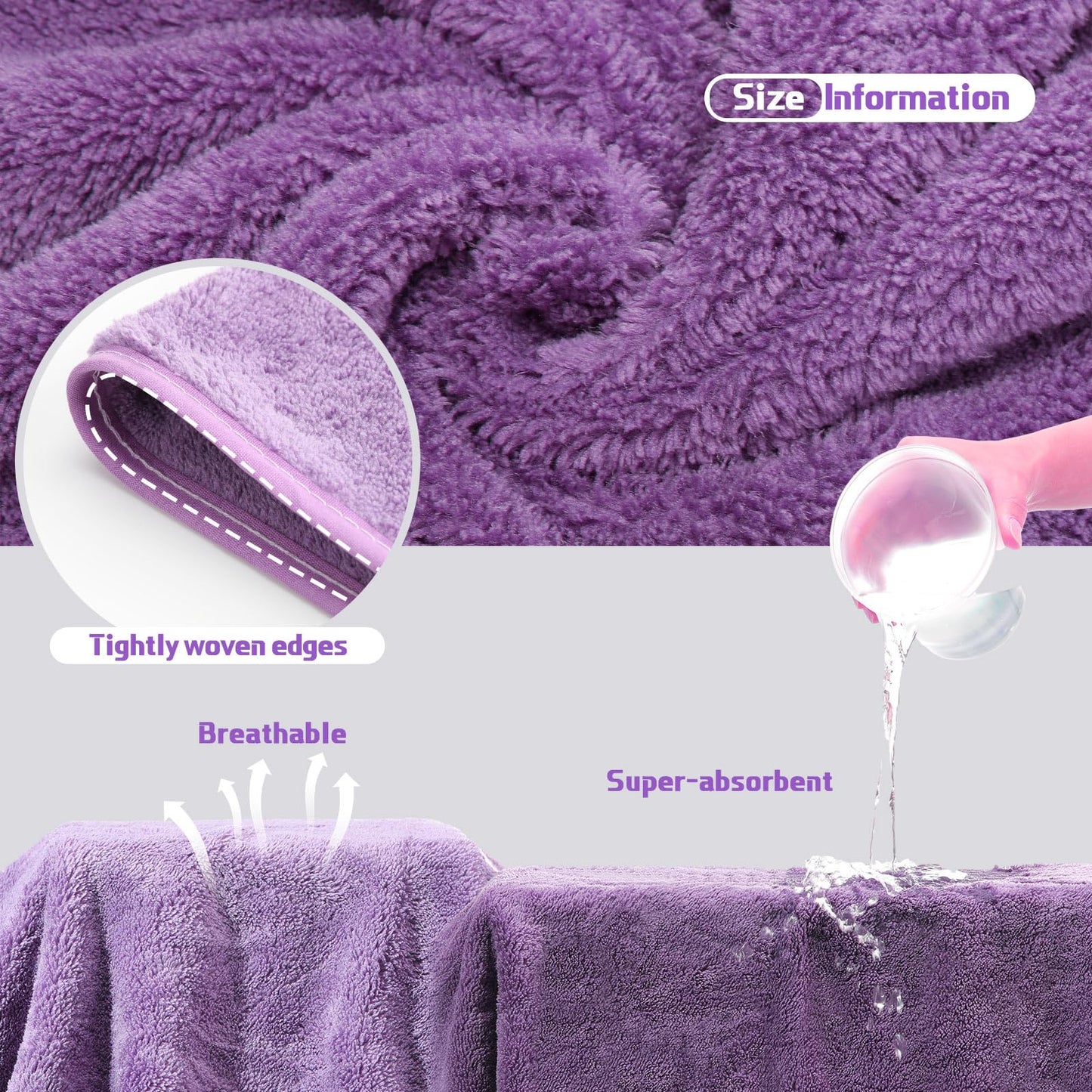 Mixweer 24 Piece Oversized Towels Set Dark Purple Microfiber Absorbent Towels for Spa Camping Bathroom Beach 4 Oversized Bath 2 Bath Sheets 6 Hand 8 Wash Cloths 4 Fingertip