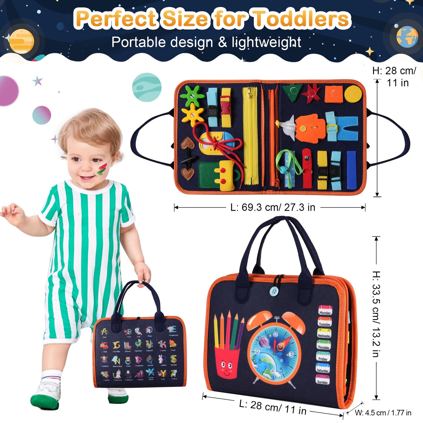 Toddler Busy Board Montessori Toys: for Toddlers 1-3 Year Old Educational Activity Book Sensory Board Travel Toy Ages 2-4 3-5 Learning Fine Motor Skills Preschool Quiet Book Gift for Boys Girls Kids