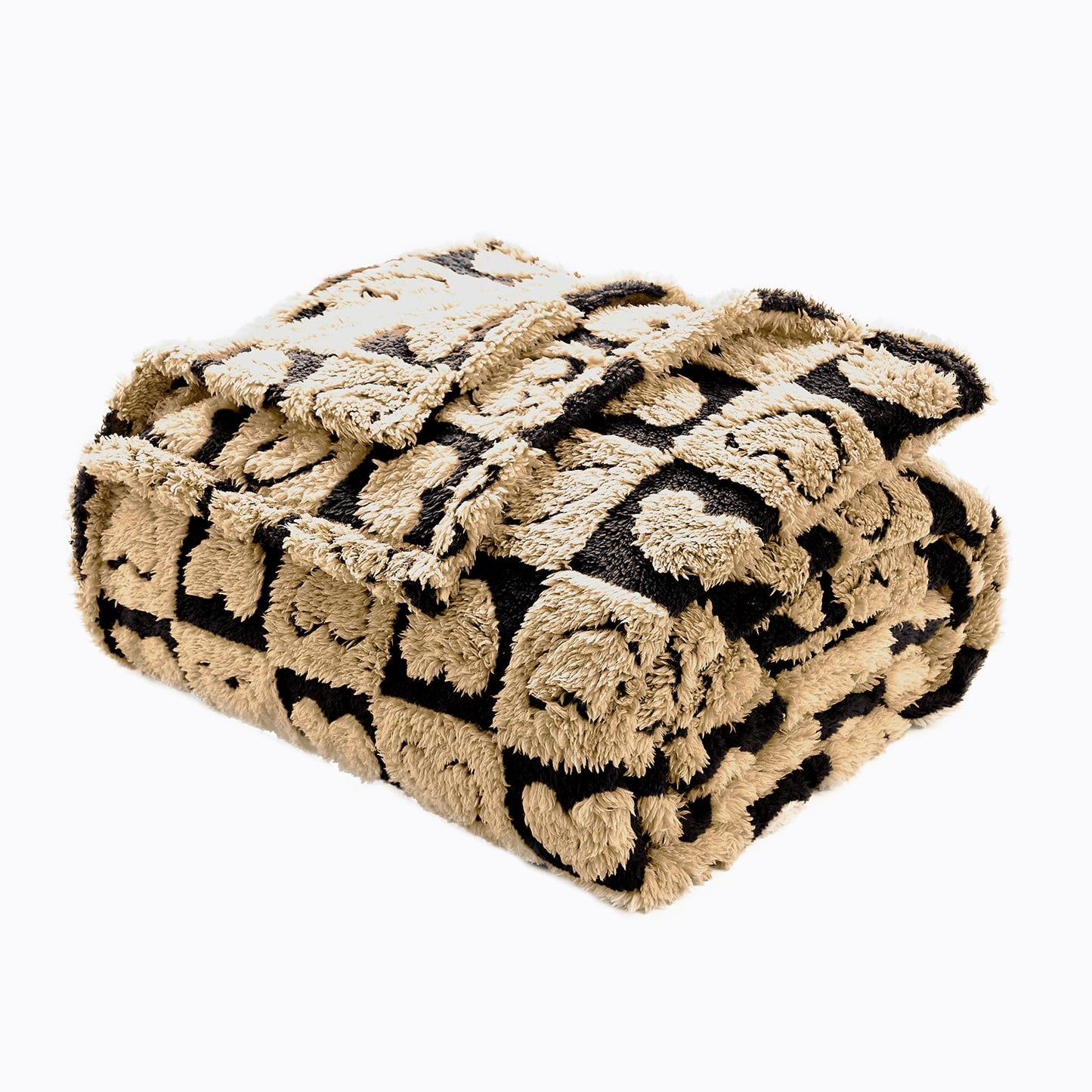 FY FIBER HOUSE Throw Blankets with Heart Checkered,Soft Warm Blankets for Lover Mom Father Gifts,Washable Lightweight Fuzzy Blanket for Couch Sofa Bed Office All Season(Black Brown,50"x60"