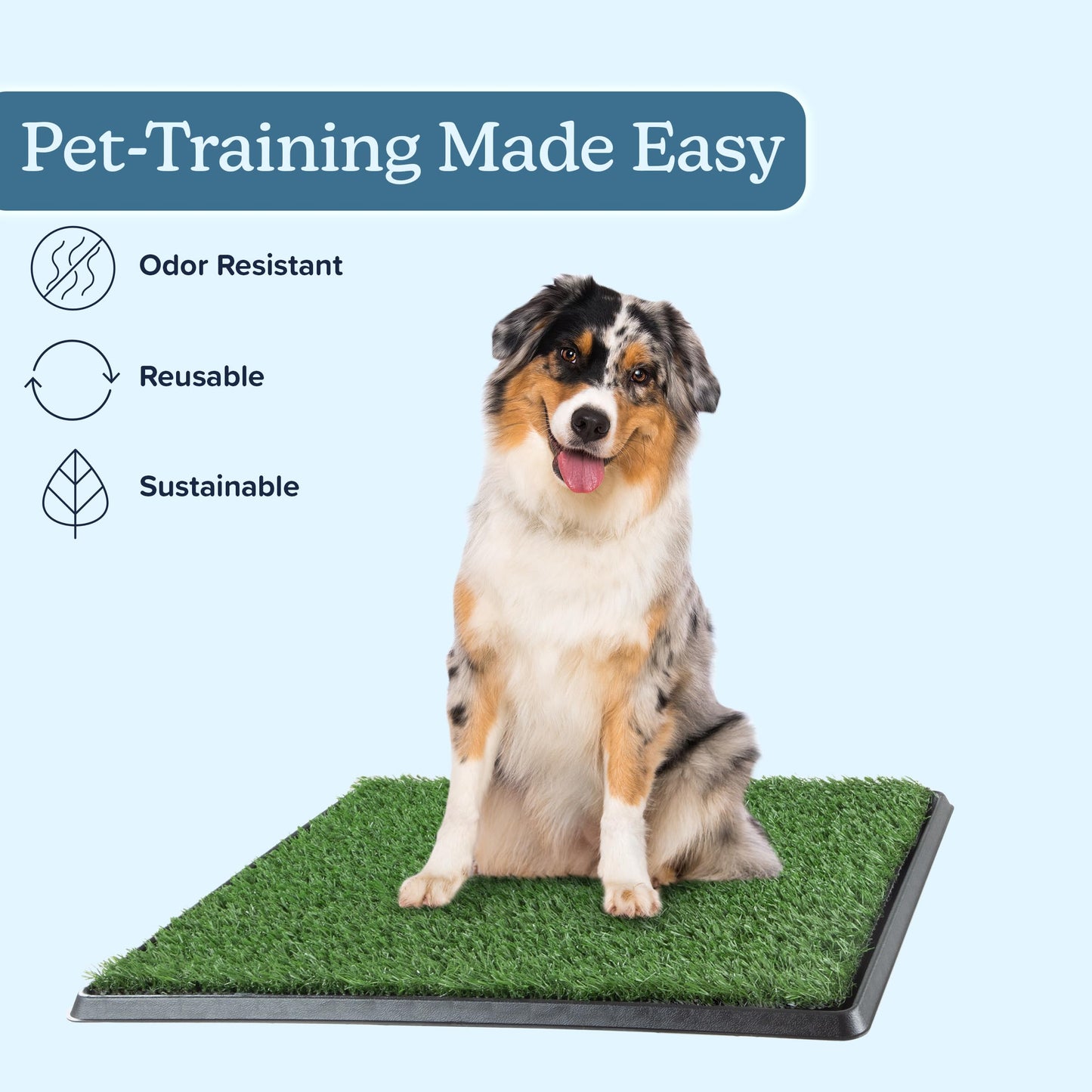 Artificial Grass Puppy Pee Pad for Dogs and Small Pets - 20x25 Reusable 3-Layer Potty Training Pad with Tray - Dog House and Pet Supplies by PETMAKER